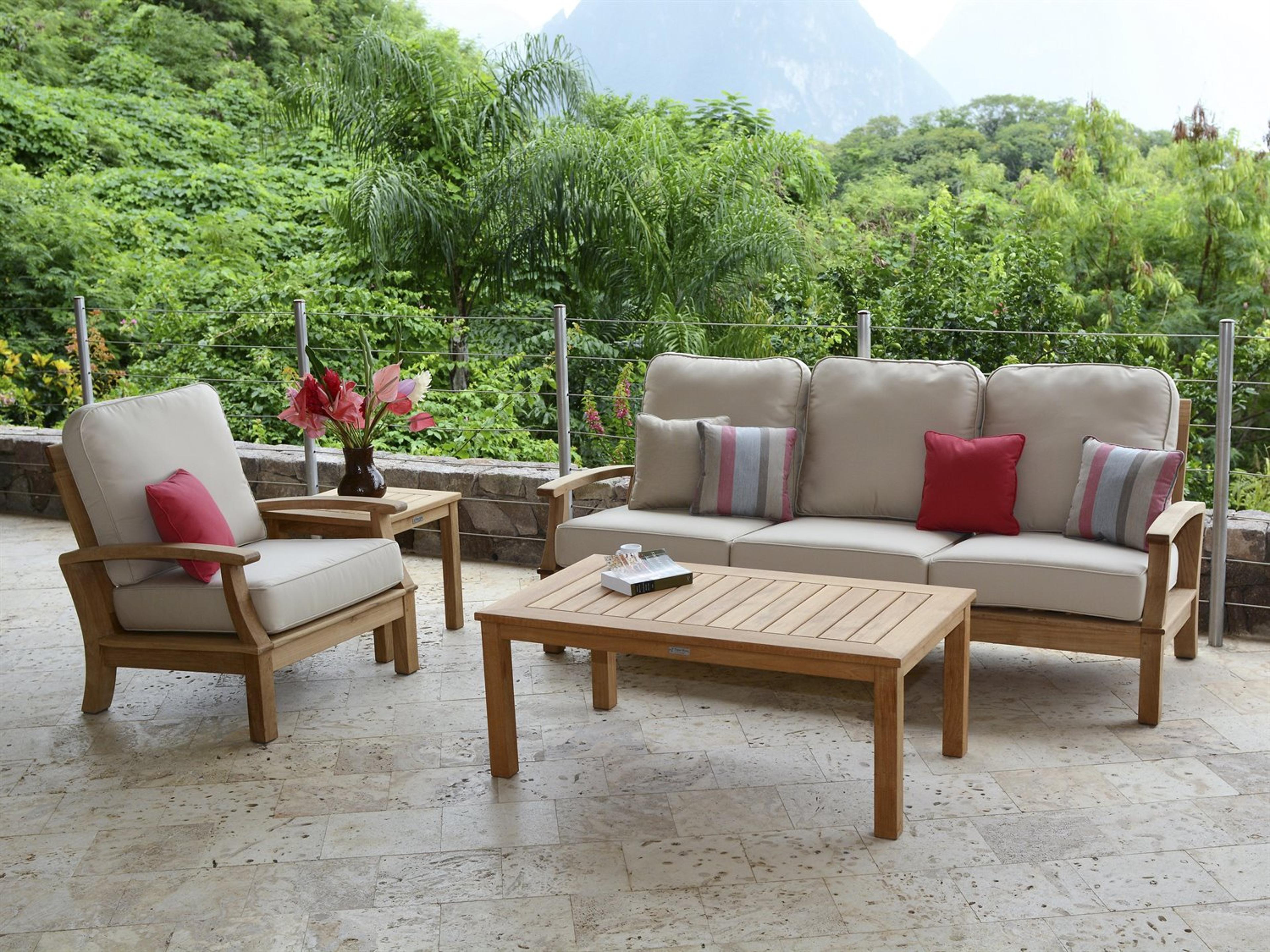Three Birds Casual Monterey Natural Teak Outdoor Lounge Set