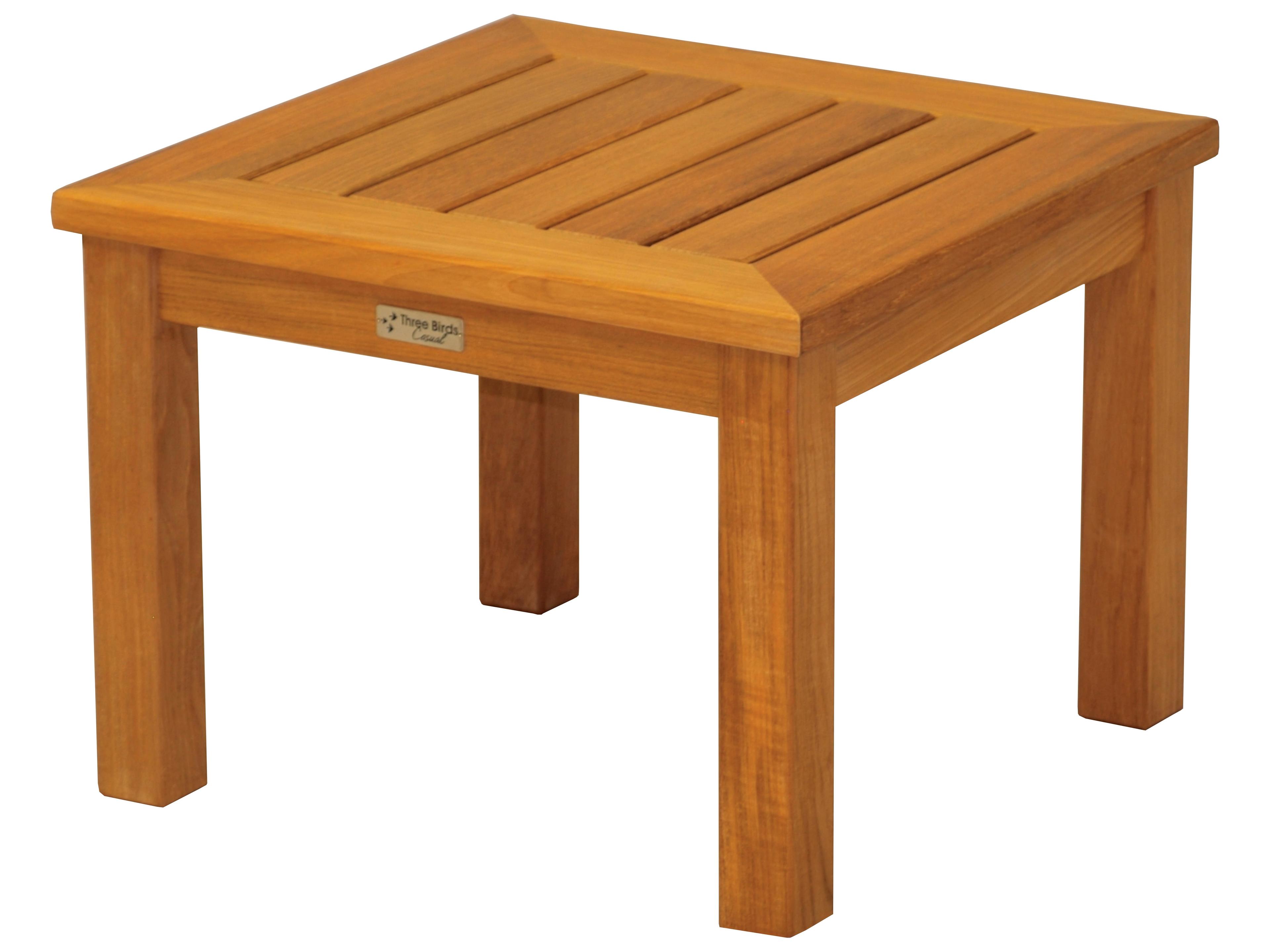 Three Birds Casual Newport Teak Square Low Patio Side Table