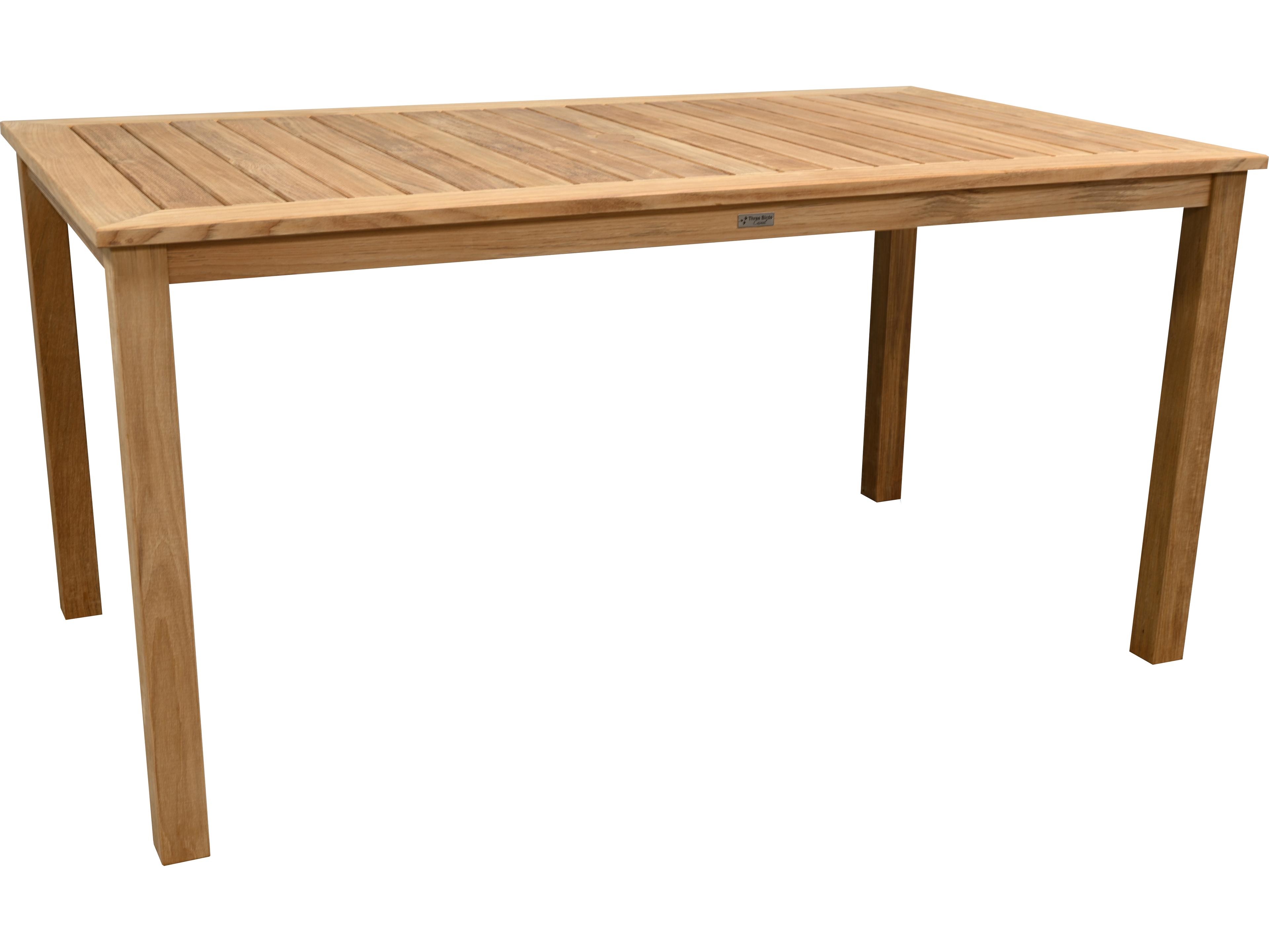 Three Birds Casual Newport Teak Natural Rectangular Counter Height Dining Table