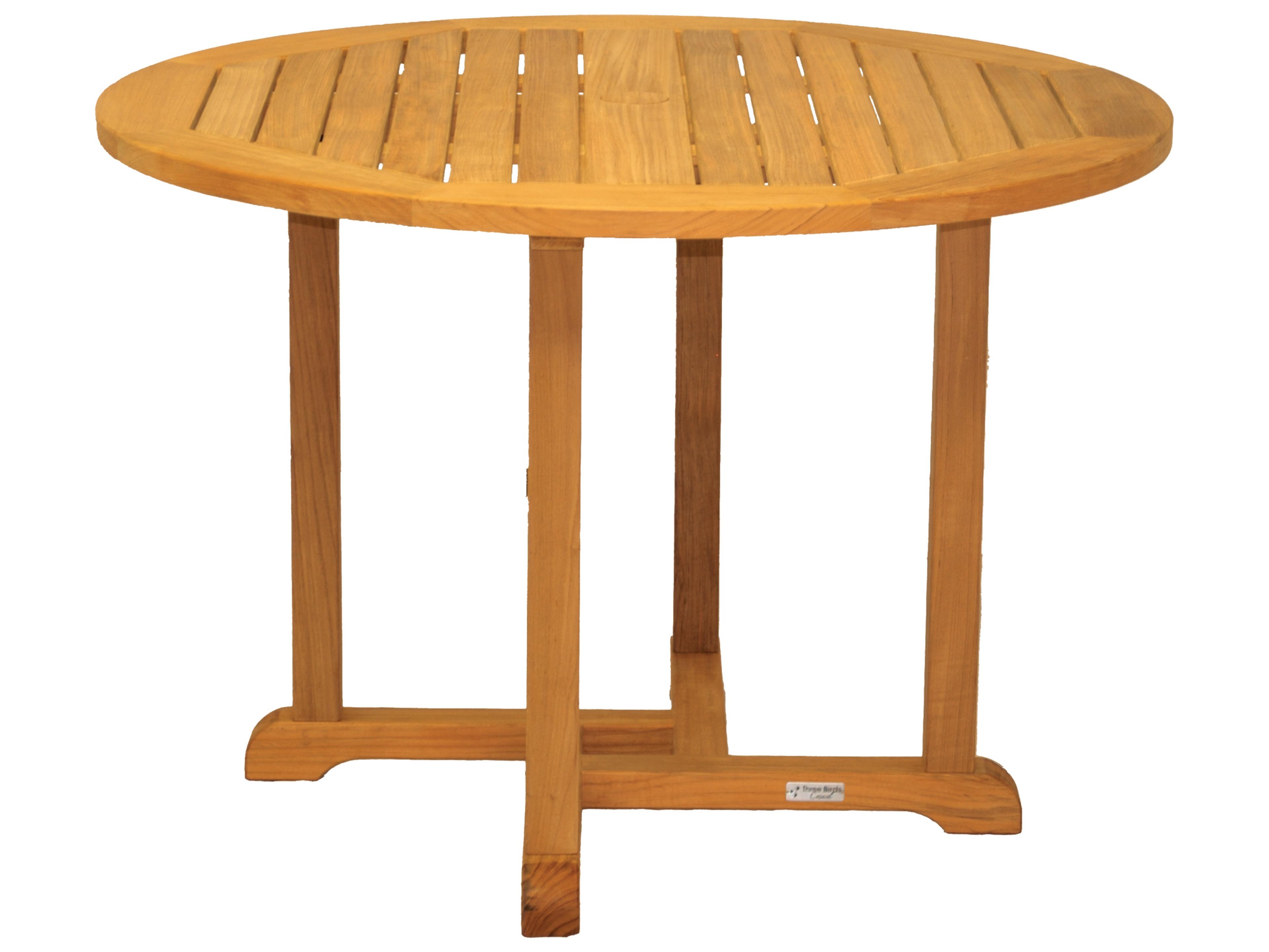 Three Birds Casual Oxford Teak Round Outdoor Patio Dining Table