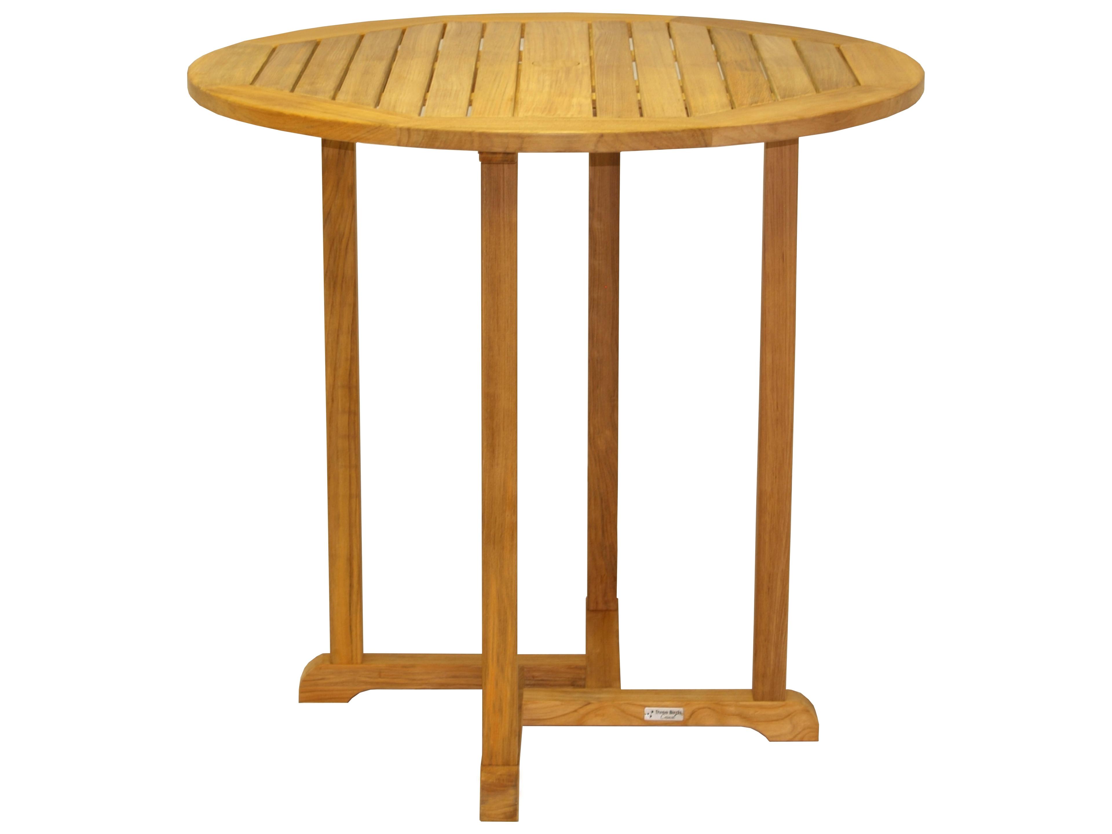 Three Birds Casual Oxford Teak Round Outdoor Patio Bar Table