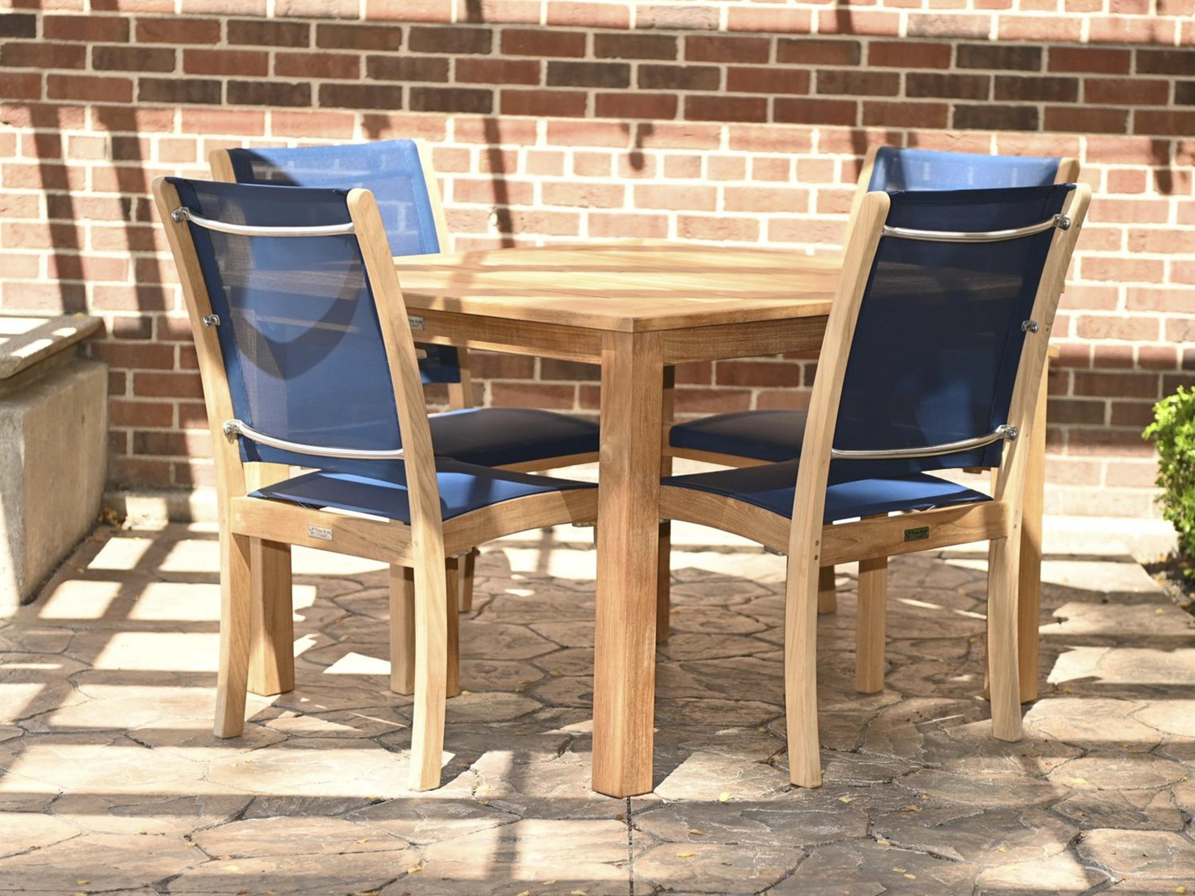 Three Birds Casual Riviera Sling Natural Teak Patio Dining Set