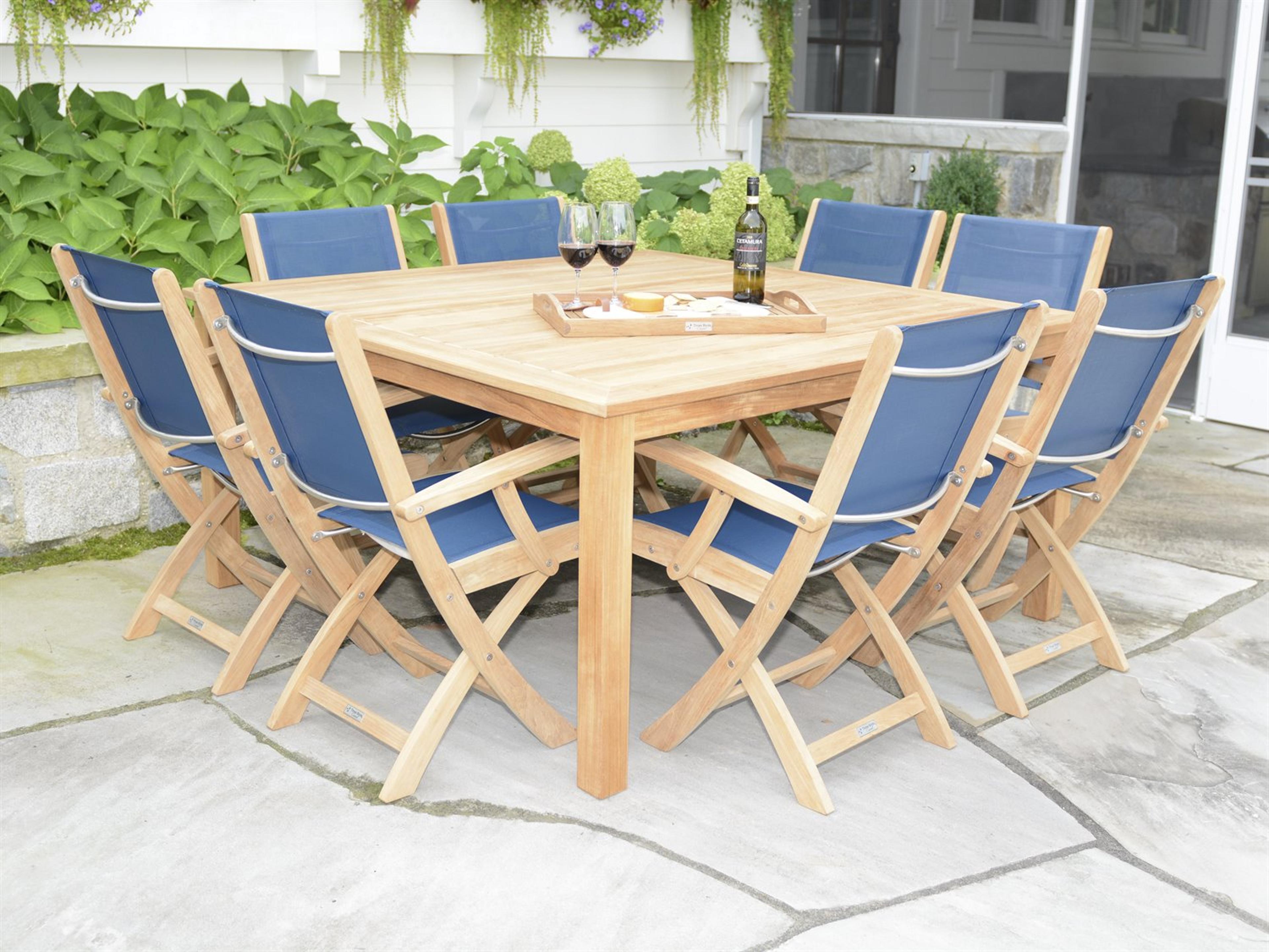 Three Birds Casual Riviera Sling Natural Teak Patio Dining Set