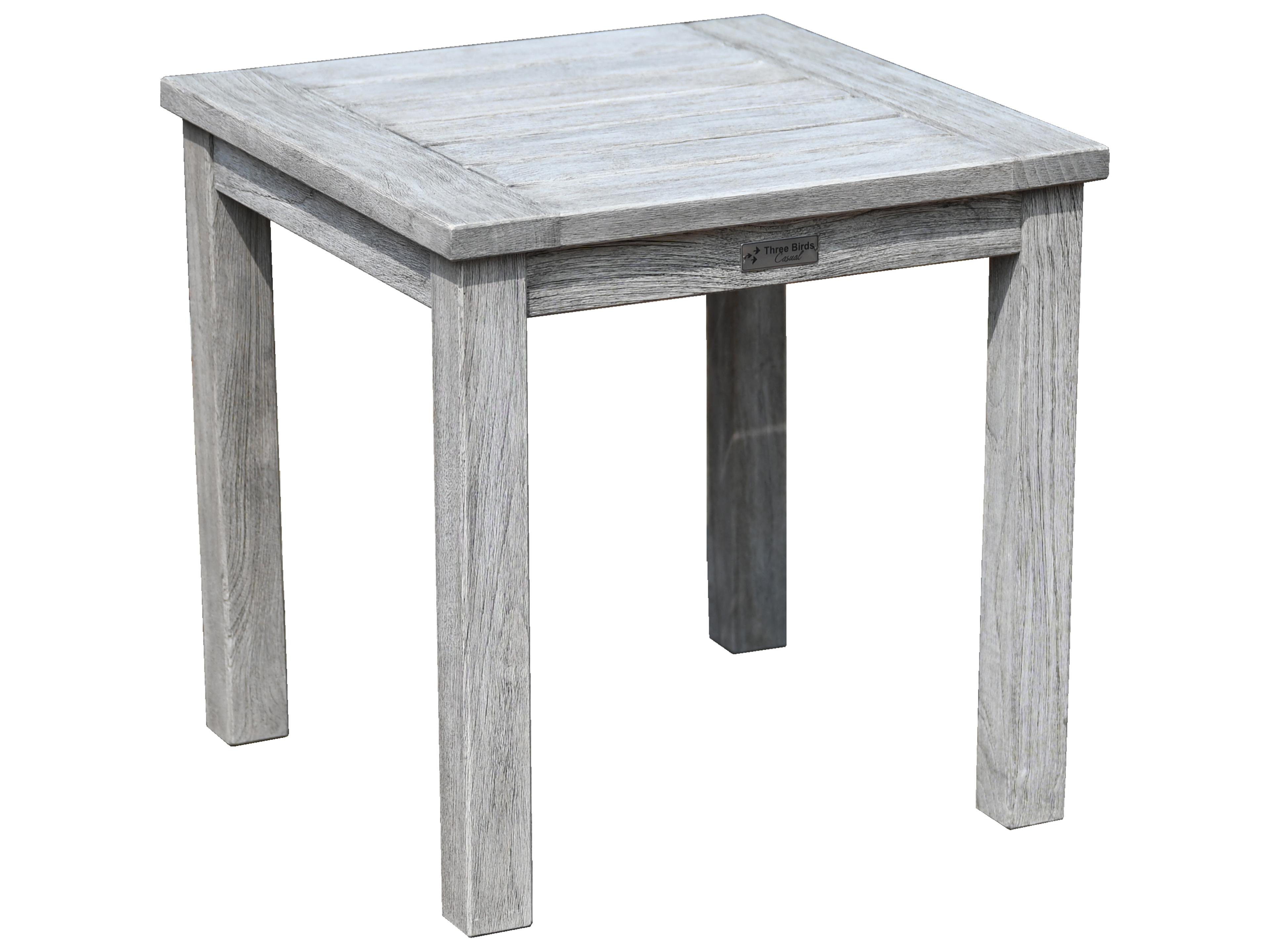 Three Birds Casual Shelburne Teak Tall Square Outdoor Patio Side Table