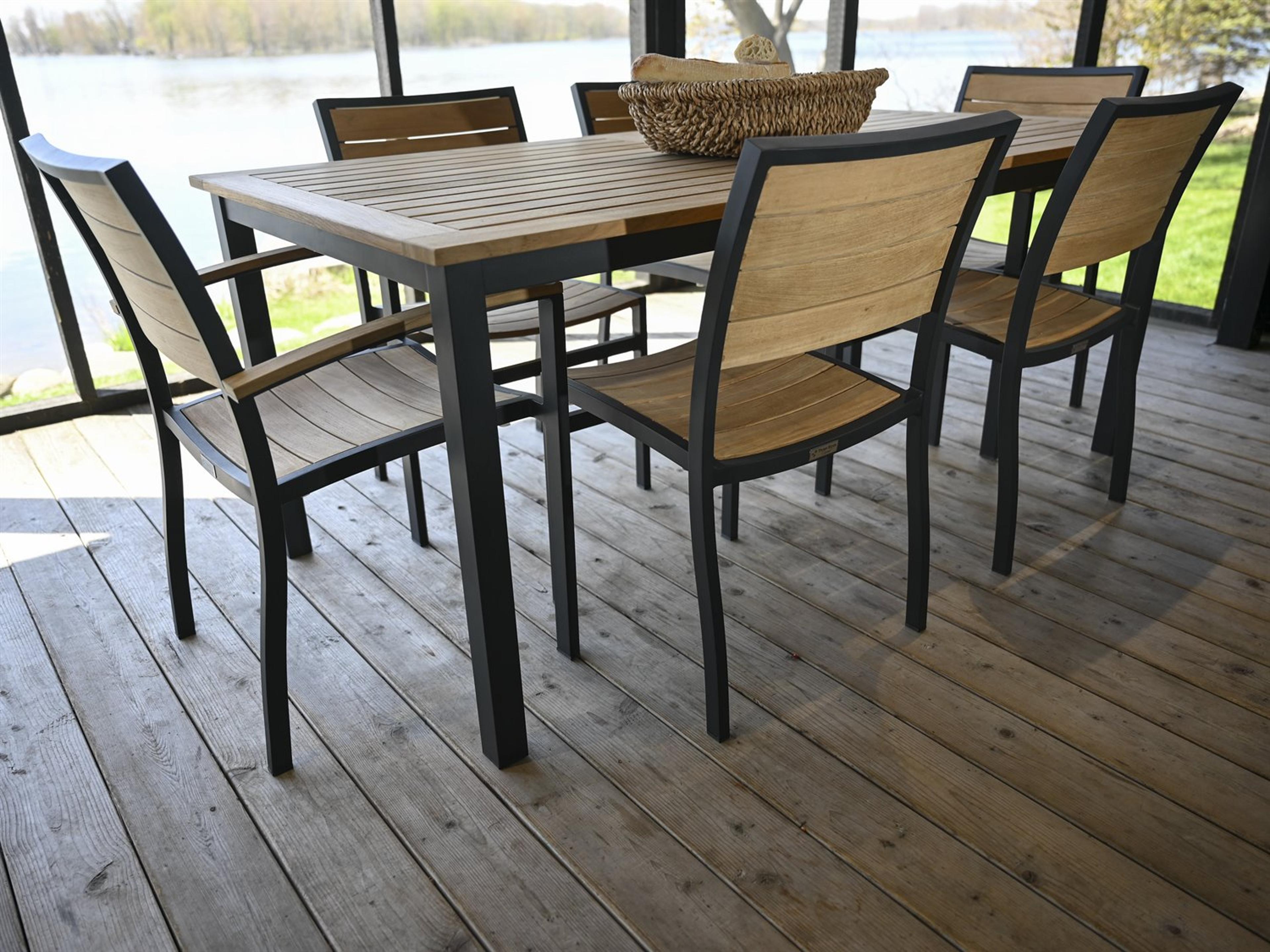 Three Birds Casual SoHo Aluminum Teak Outdoor Patio Dining Set