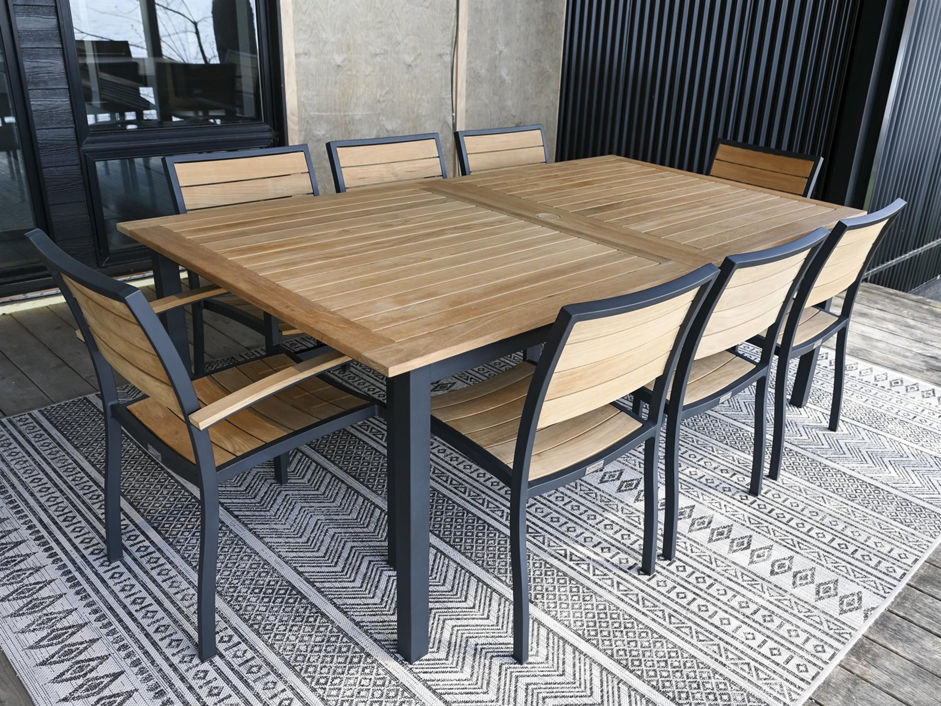 Three Birds Casual SoHo Aluminum Teak Outdoor Dining Set