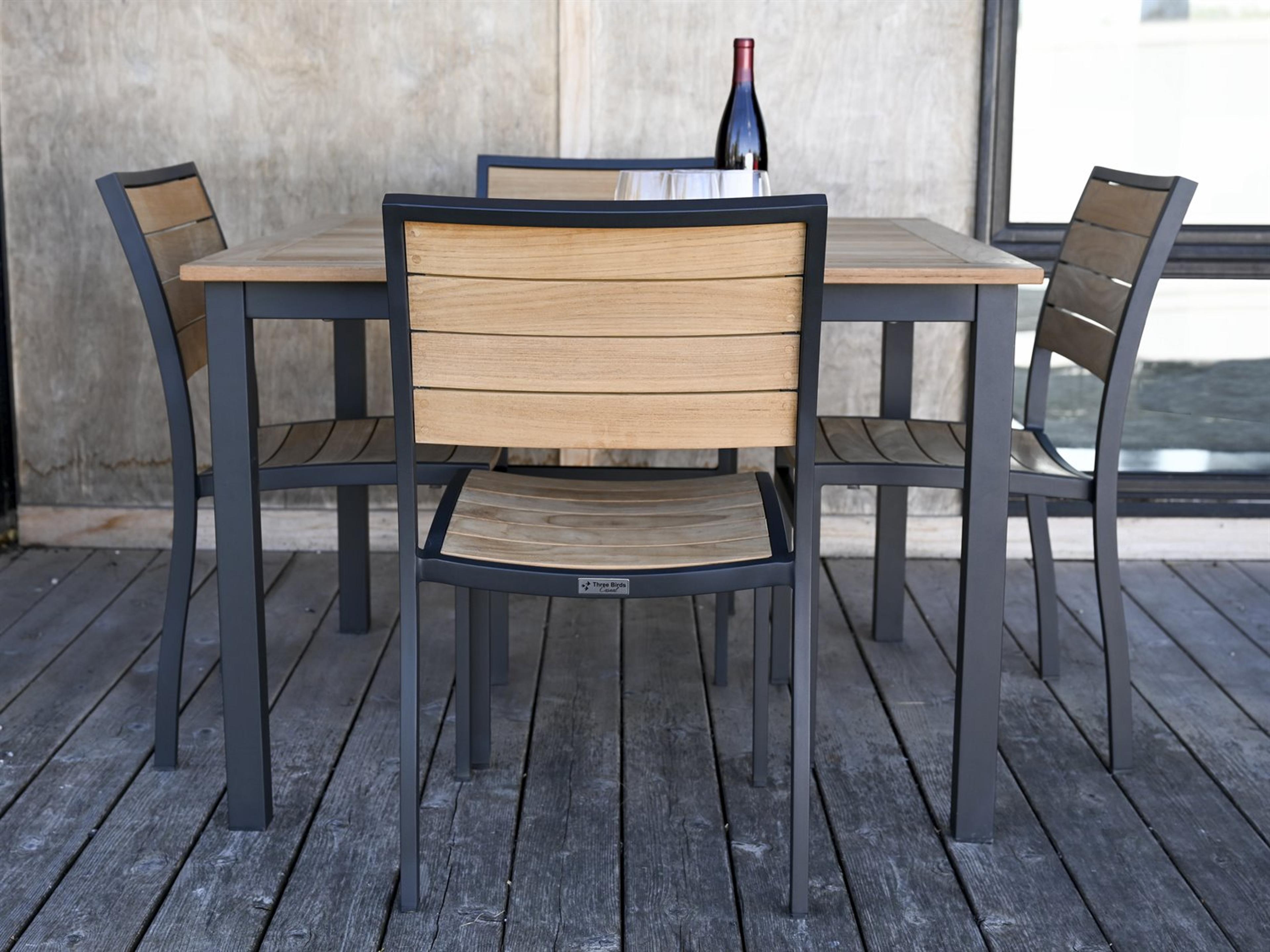 Three Birds Casual SoHo Aluminum Teak Outdoor Patio Dining Set