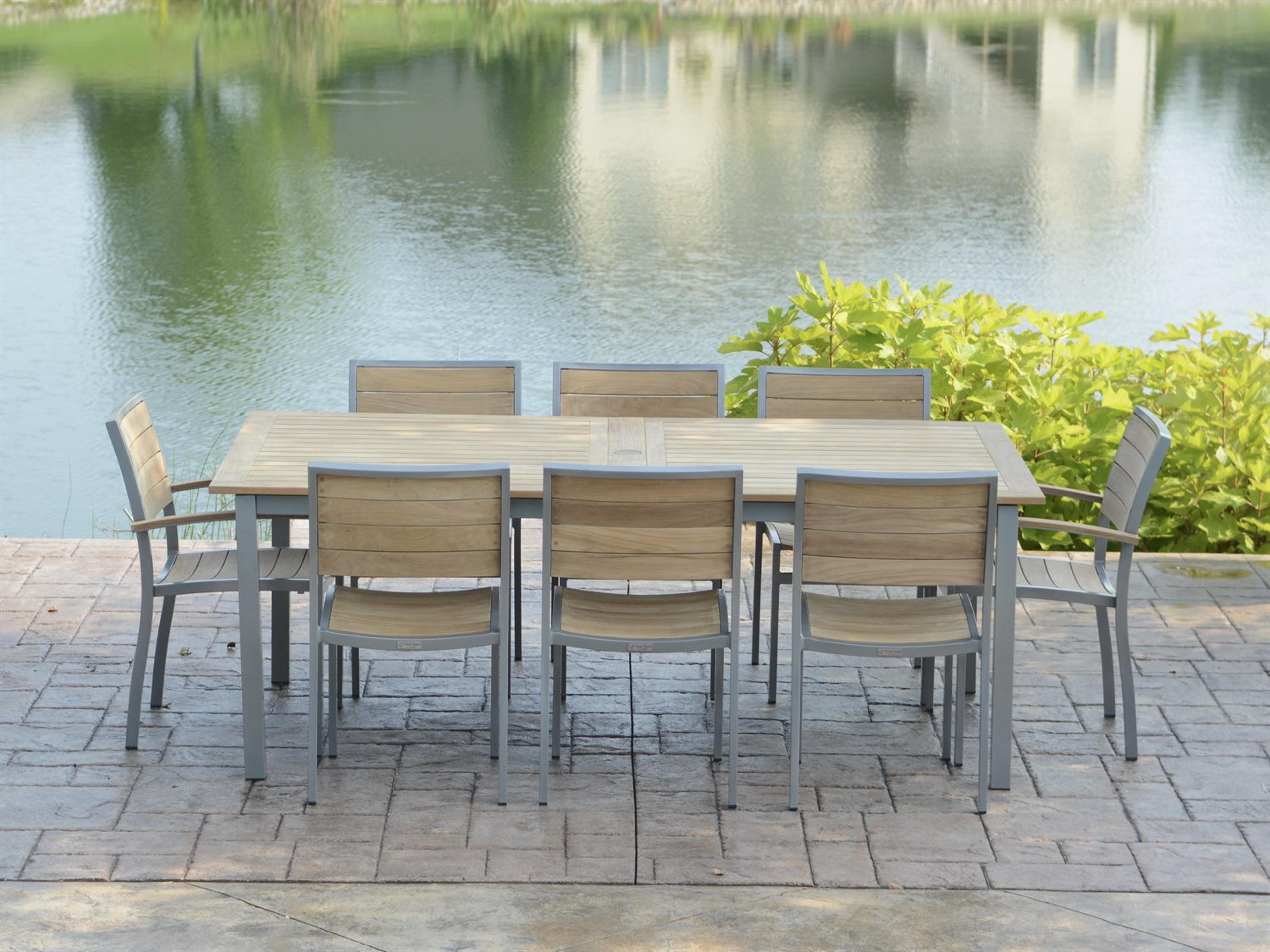 Three Birds Casual SoHo Aluminum Teak Outdoor Patio Dining Set