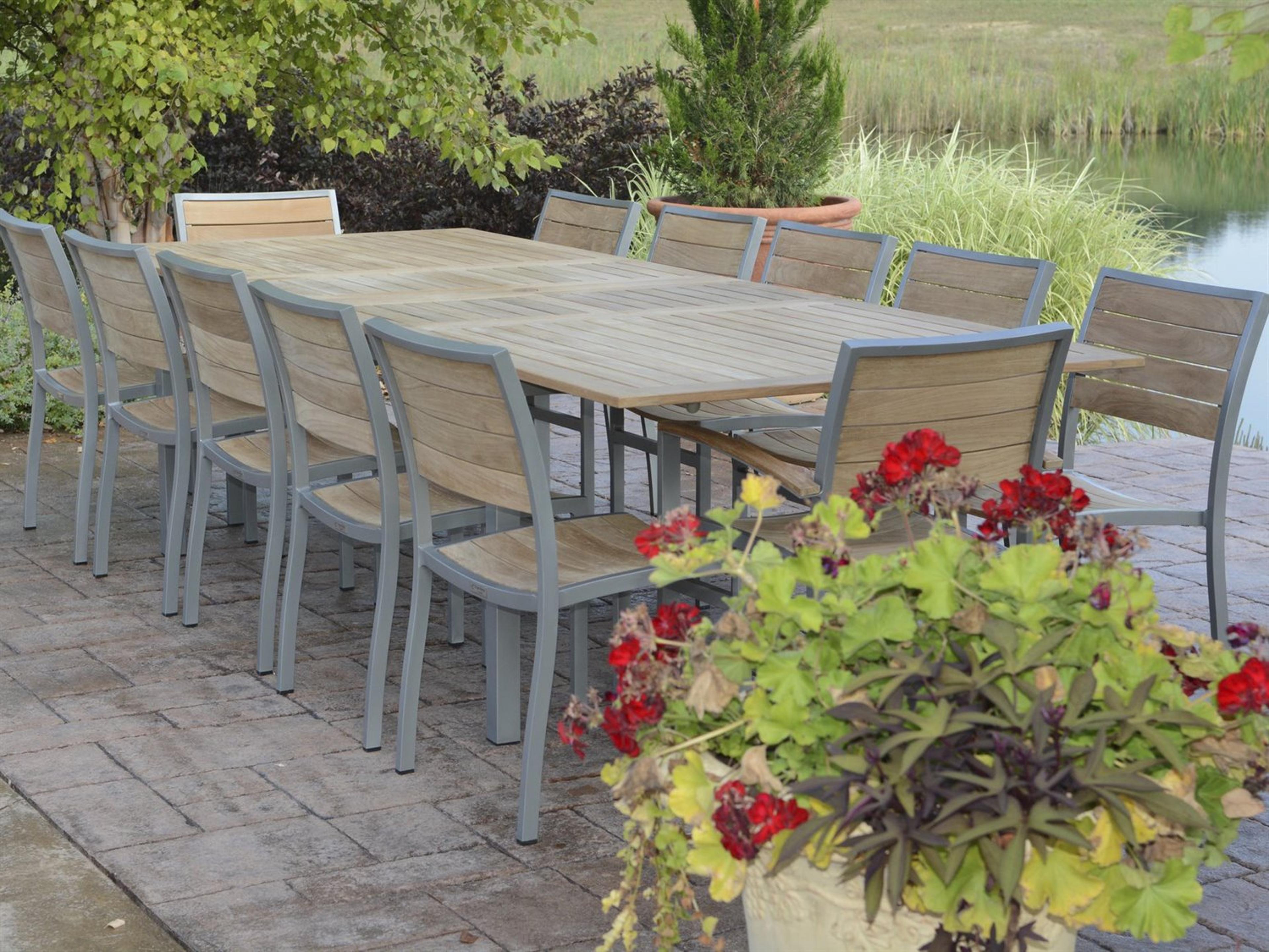 Three Birds Casual SoHo Aluminum Teak Outdoor Dining Set