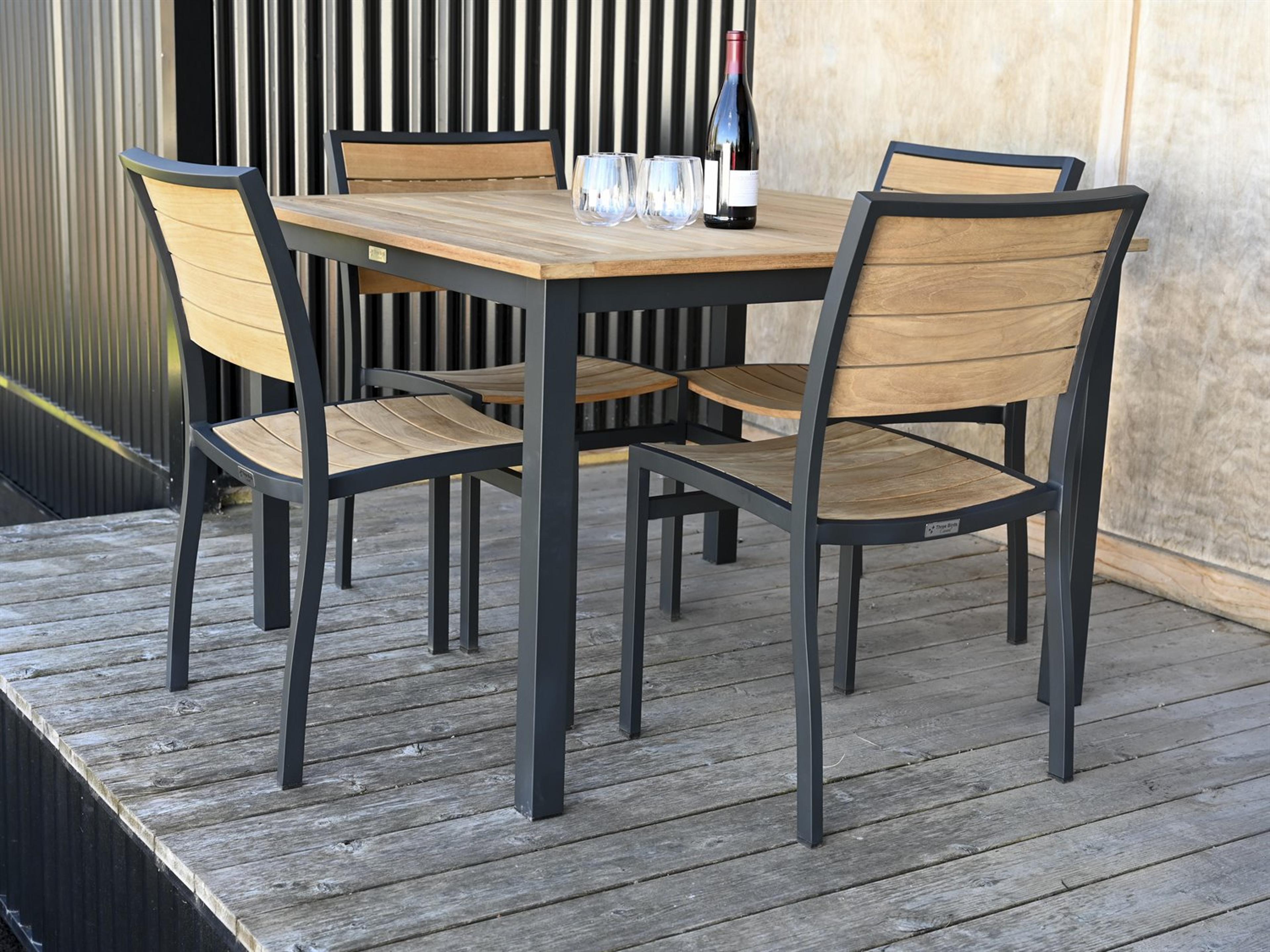 Three Birds Casual SoHo Aluminum Teak Patio Dining Set