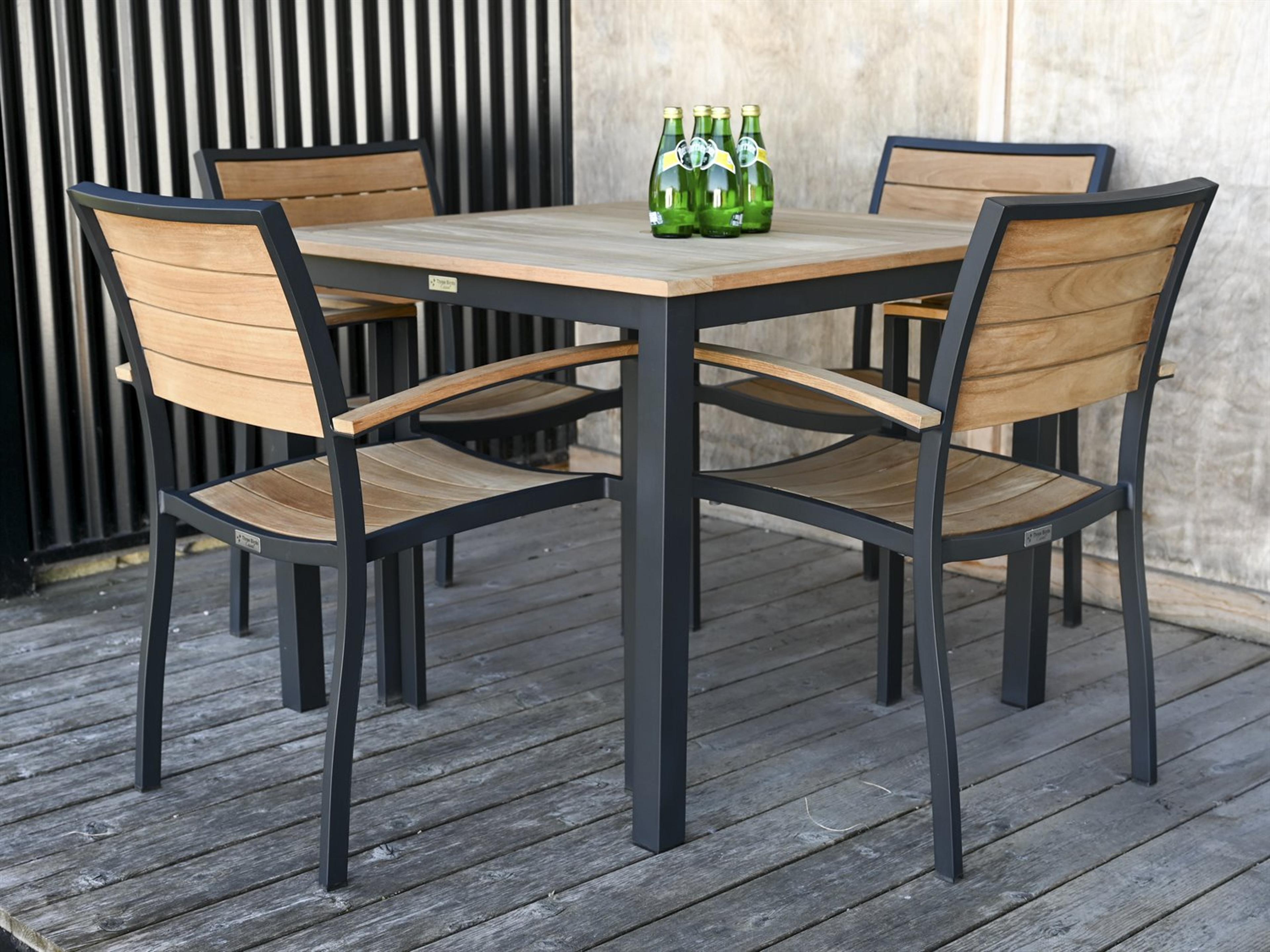 Three Birds Casual Soho Aluminum Teak Outdoor Patio Dining Set