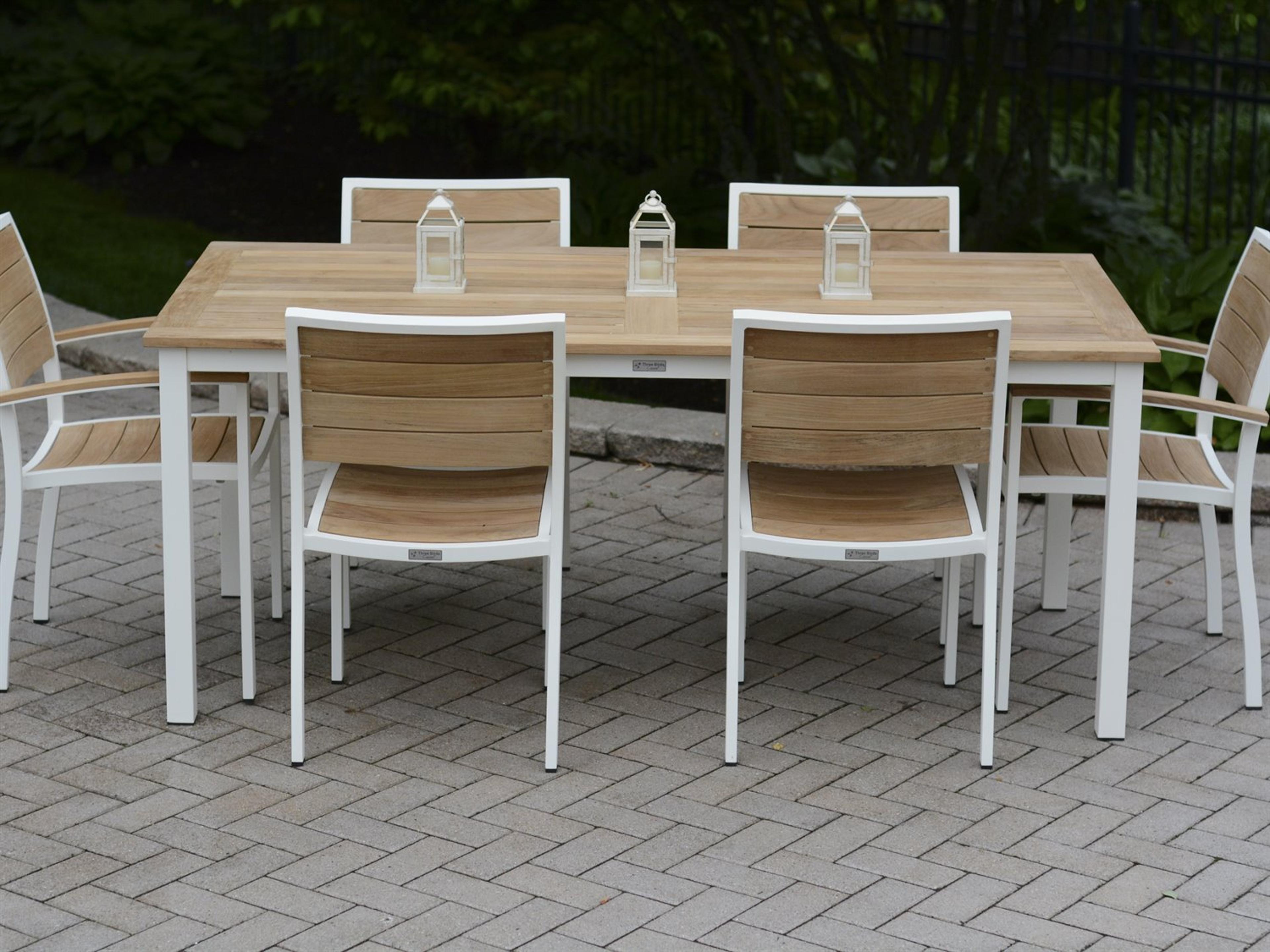 Three Birds Casual SoHo Aluminum Teak Outdoor Dining Set