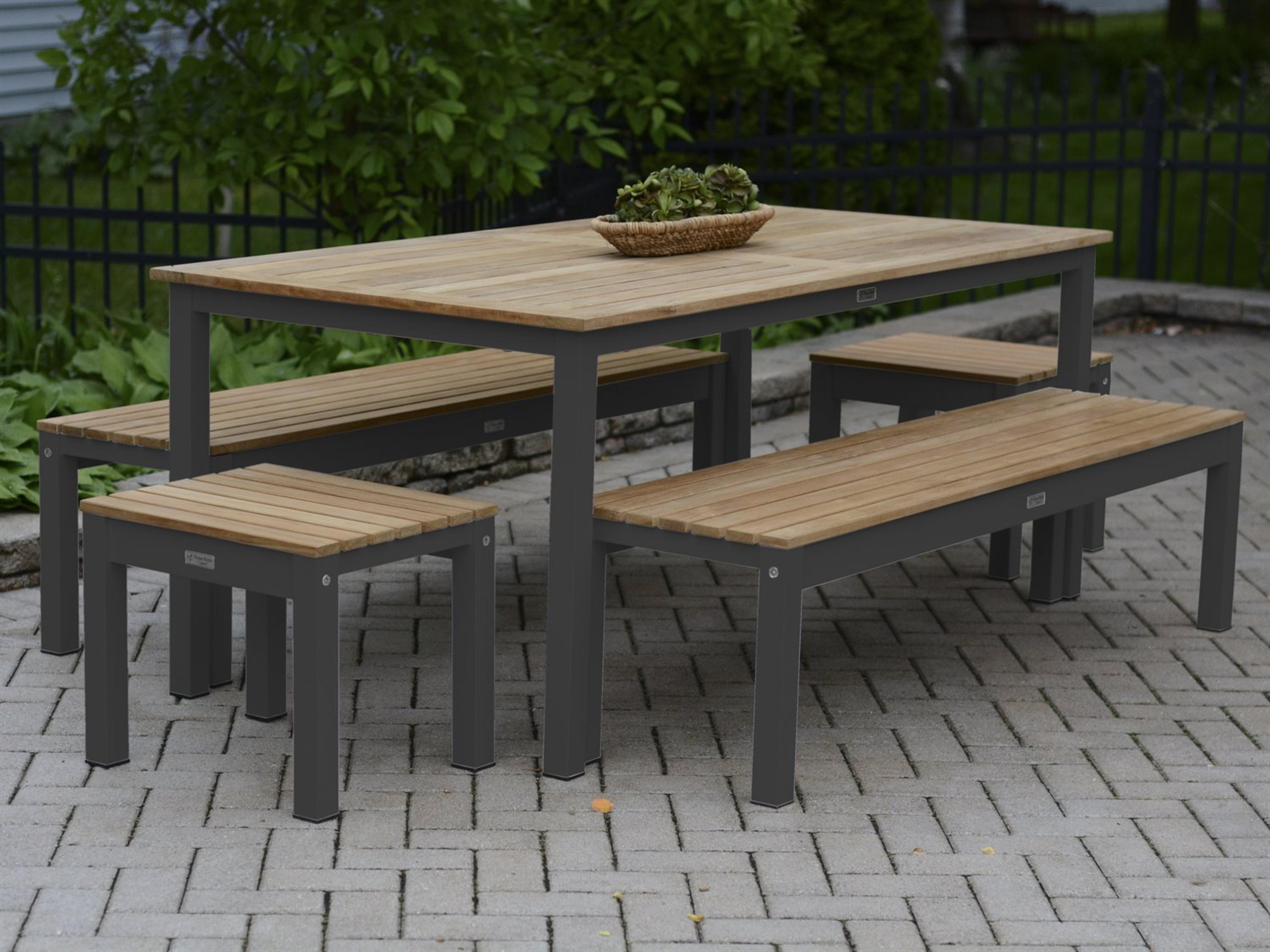 Three Birds Casual SoHo Aluminum Teak Outdoor Patio Dining Set