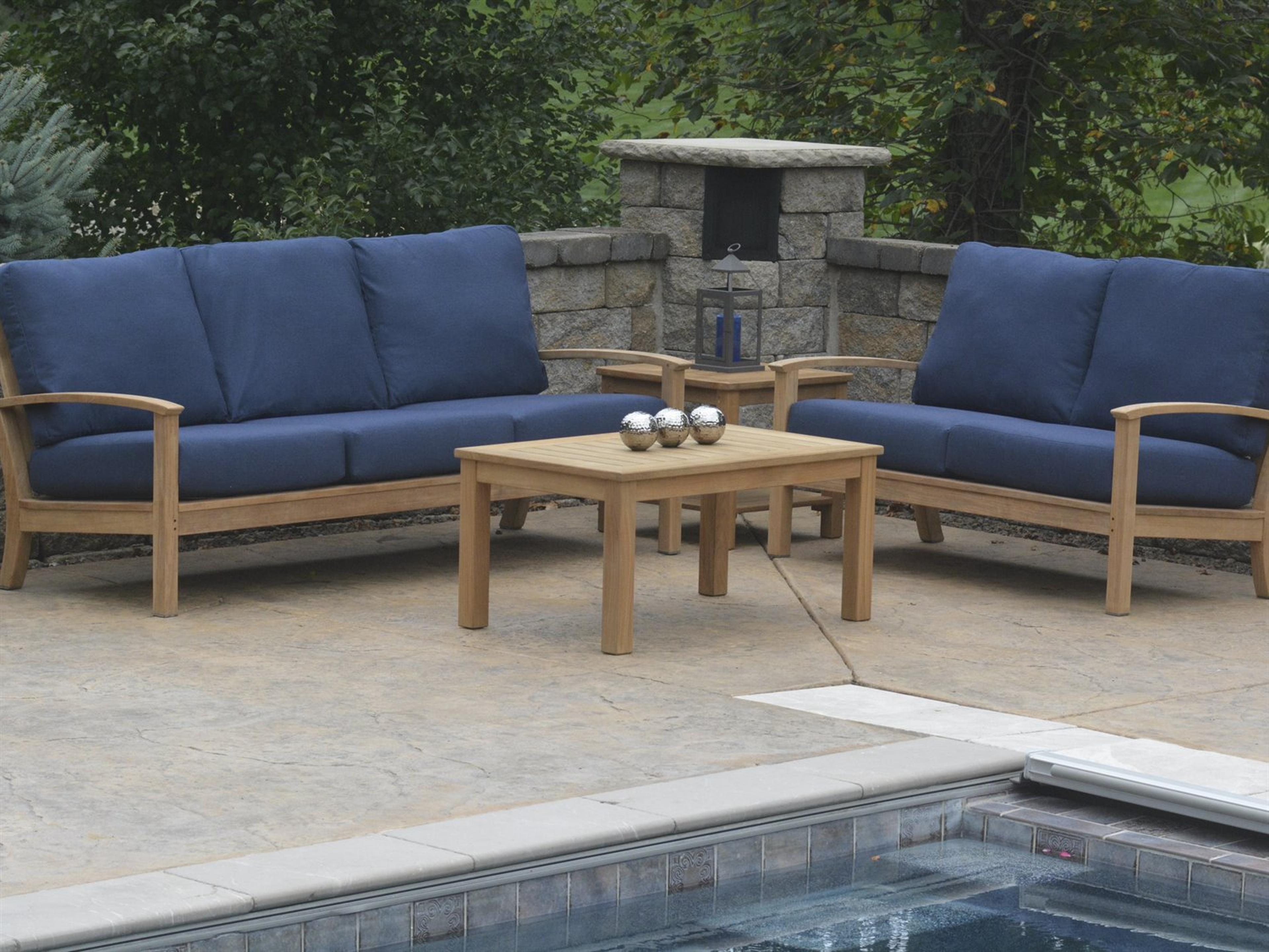 Three Birds Casual St. Lucia Natural Teak Outdoor Patio Lounge Set