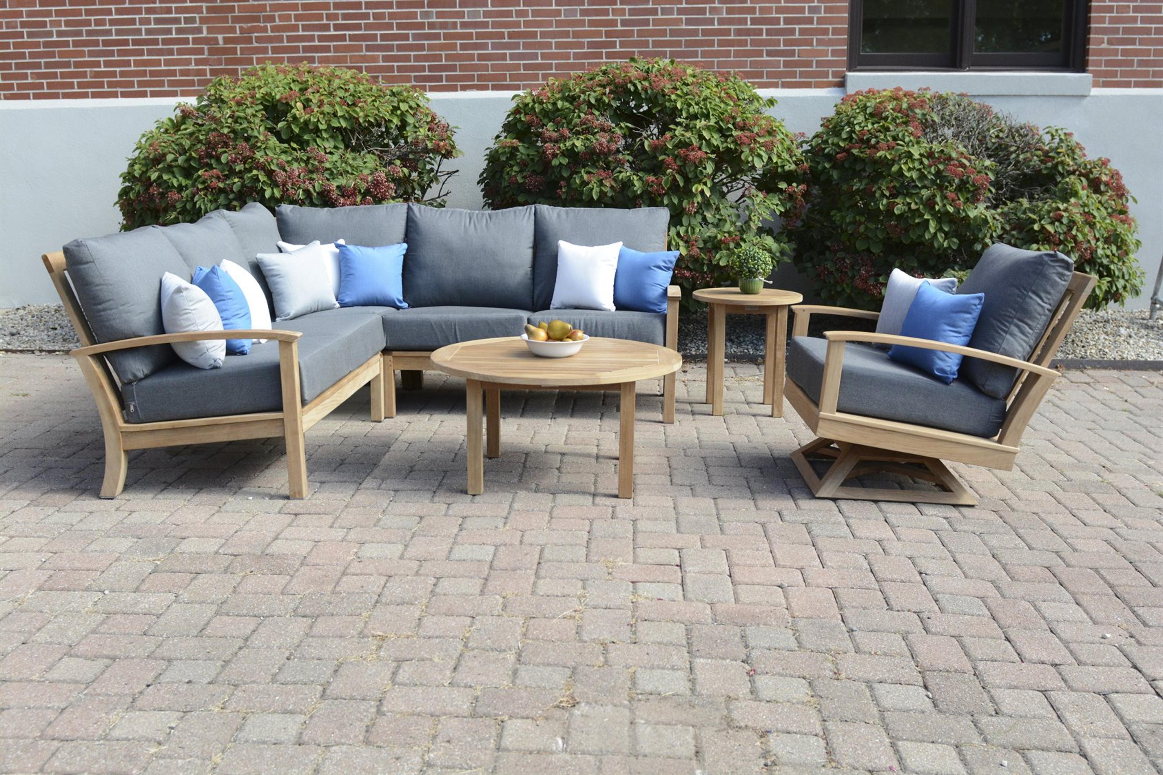 Three Birds Casual St. Lucia Natural Teak Sectional Patio Lounge Set