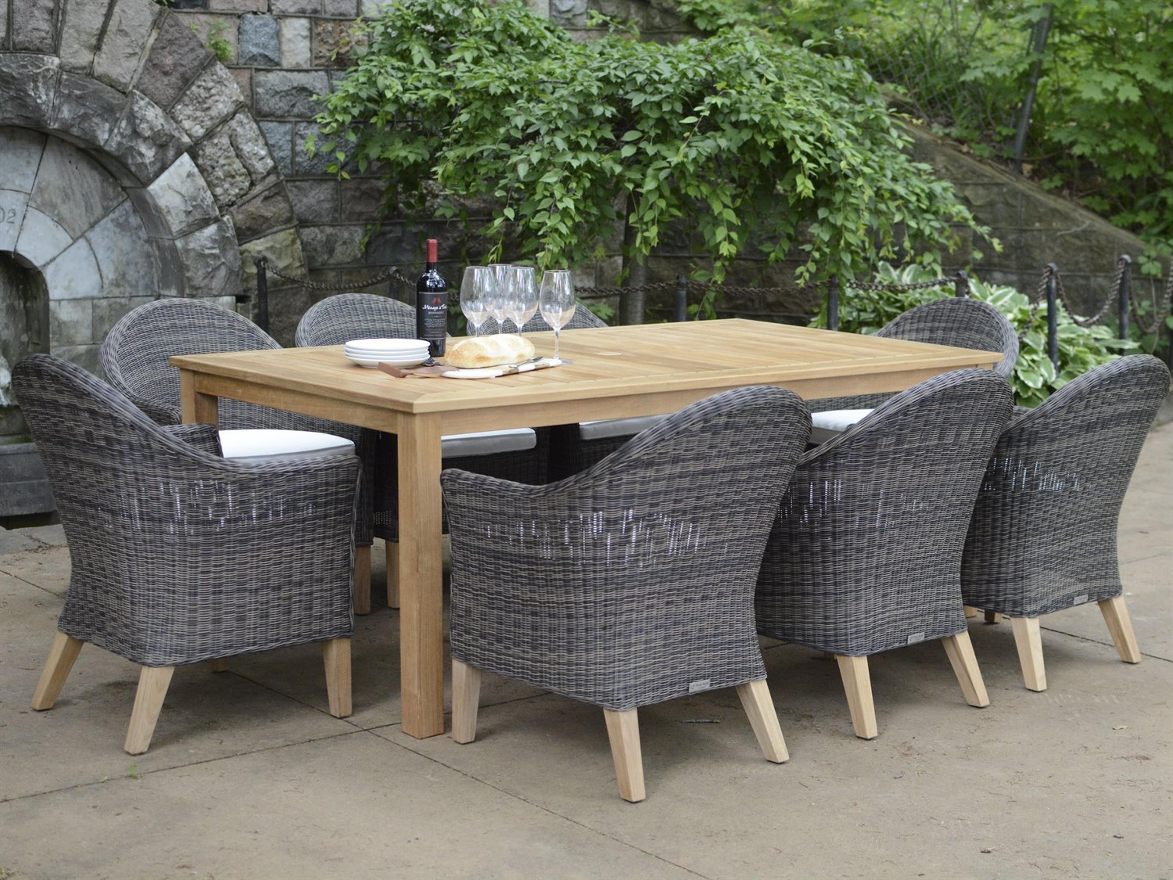 Three Birds Casual Vienna Teak Wicker Patio Dining Set