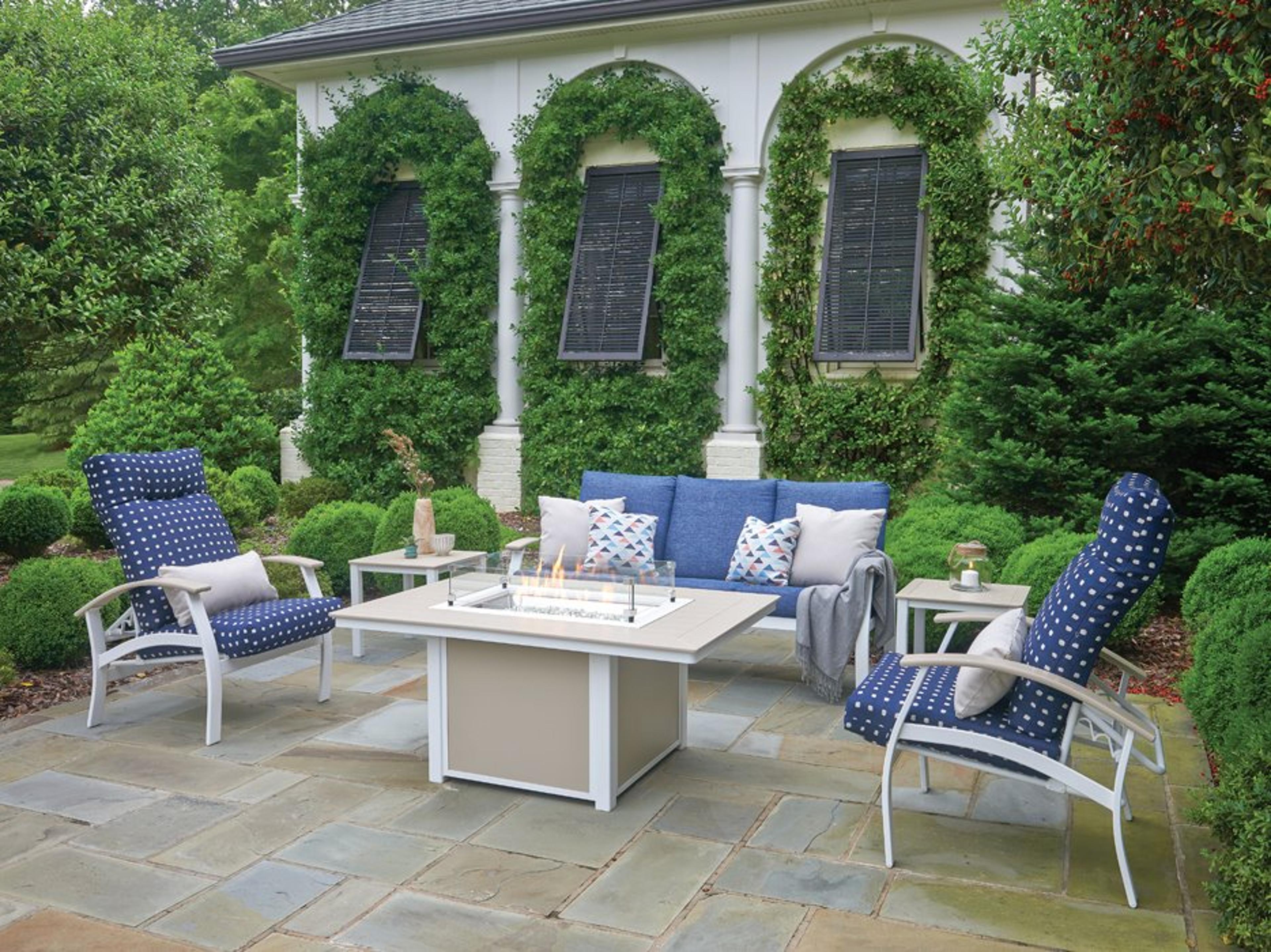 Telescope Casual Belle Isle Cushion Aluminum Firepit Lounge Set