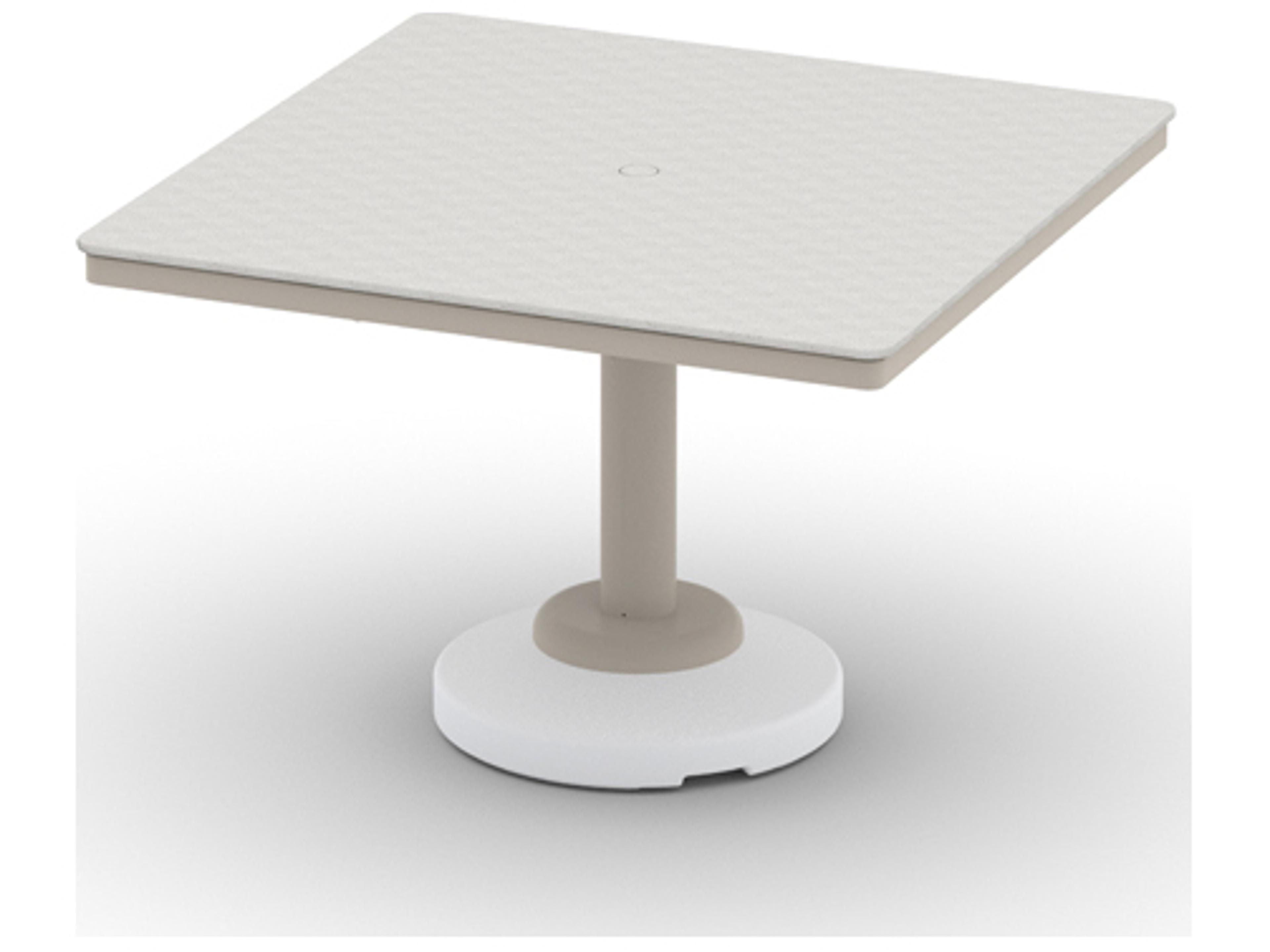 Telescope Casual Origins Marine Grade Polymer Aluminum Square Outdoor Patio Dining Table with Umbrella Hole