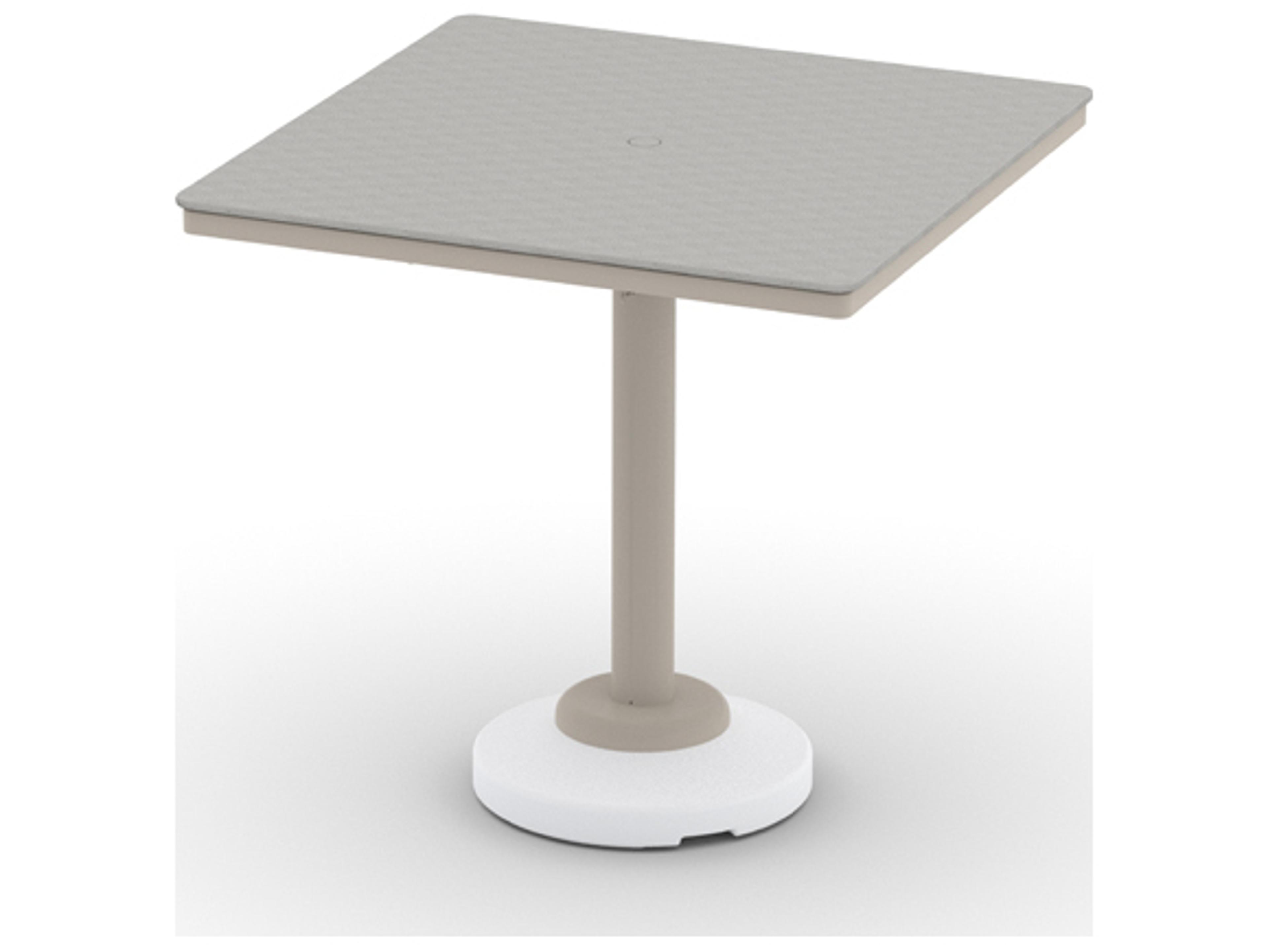 Telescope Casual Origins Marine Grade Polymer Aluminum Square Outdoor Patio Bar Height Table with Umbrella Hole