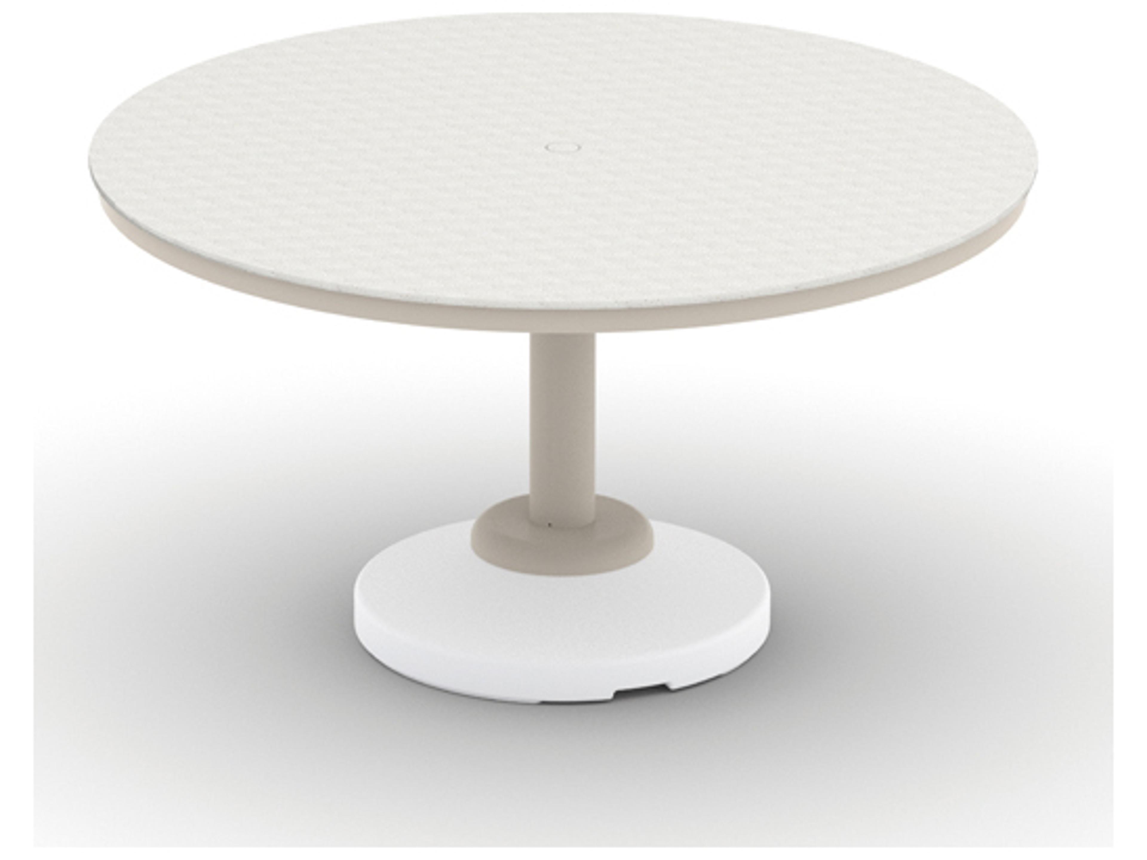 Telescope Casual Origins Marine Grade Polymer Aluminum Round Patio Dining Table with Umbrella Hole