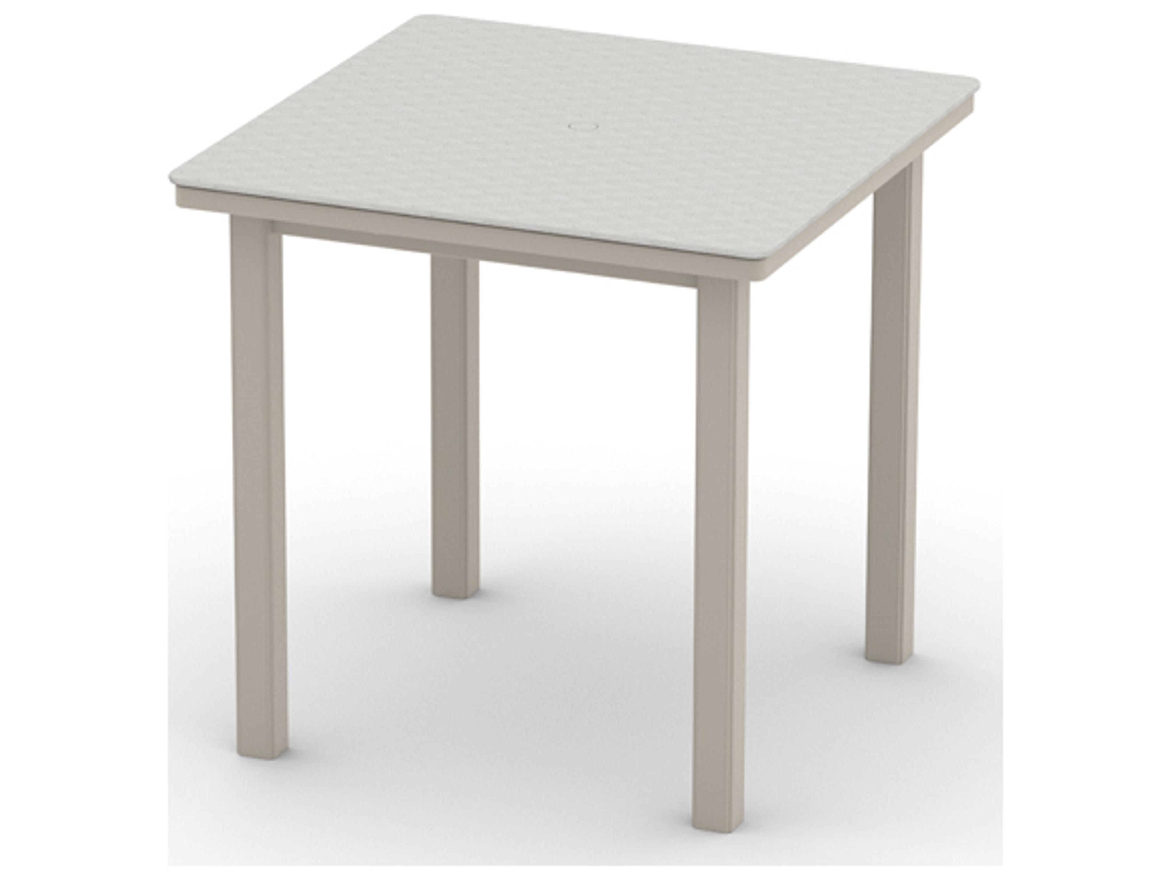 Telescope Casual Origins Marine Grade Polymer Aluminum Square Outdoor Counter Height Table with Umbrella Hole