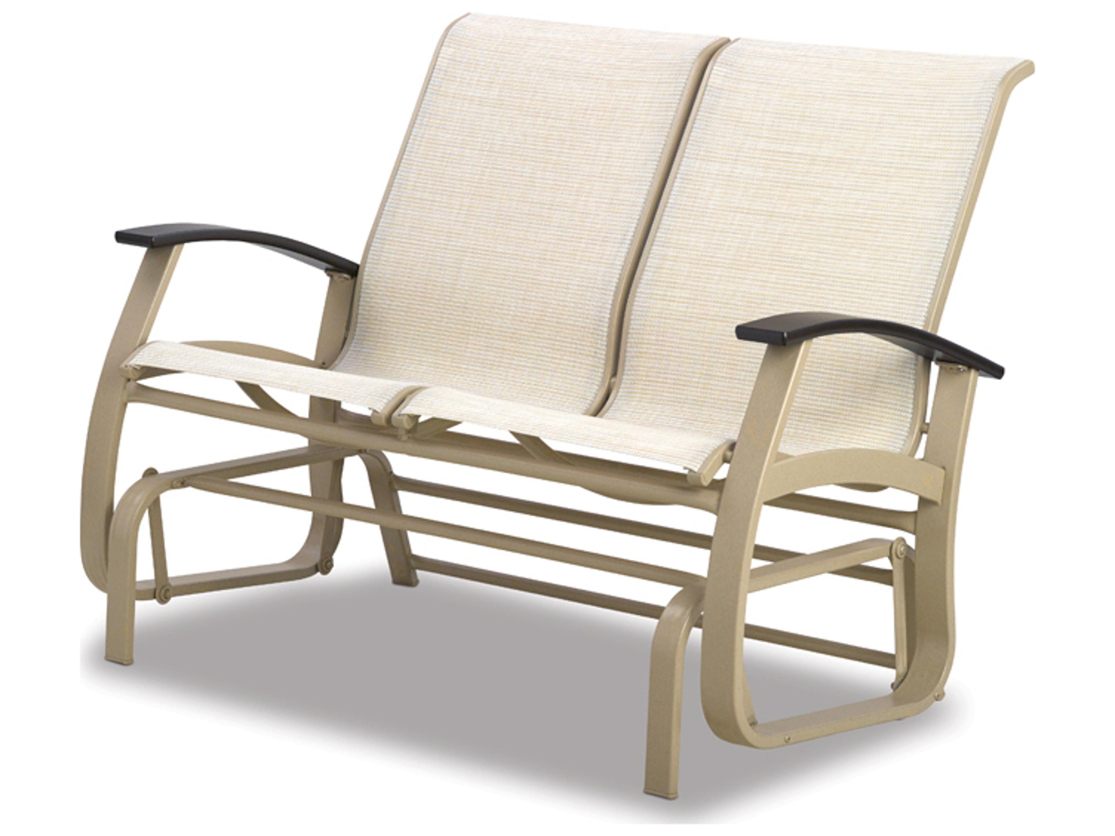 Telescope Casual Belle Isle Sling Aluminum Glider Outdoor Patio Loveseat with MGP Arms