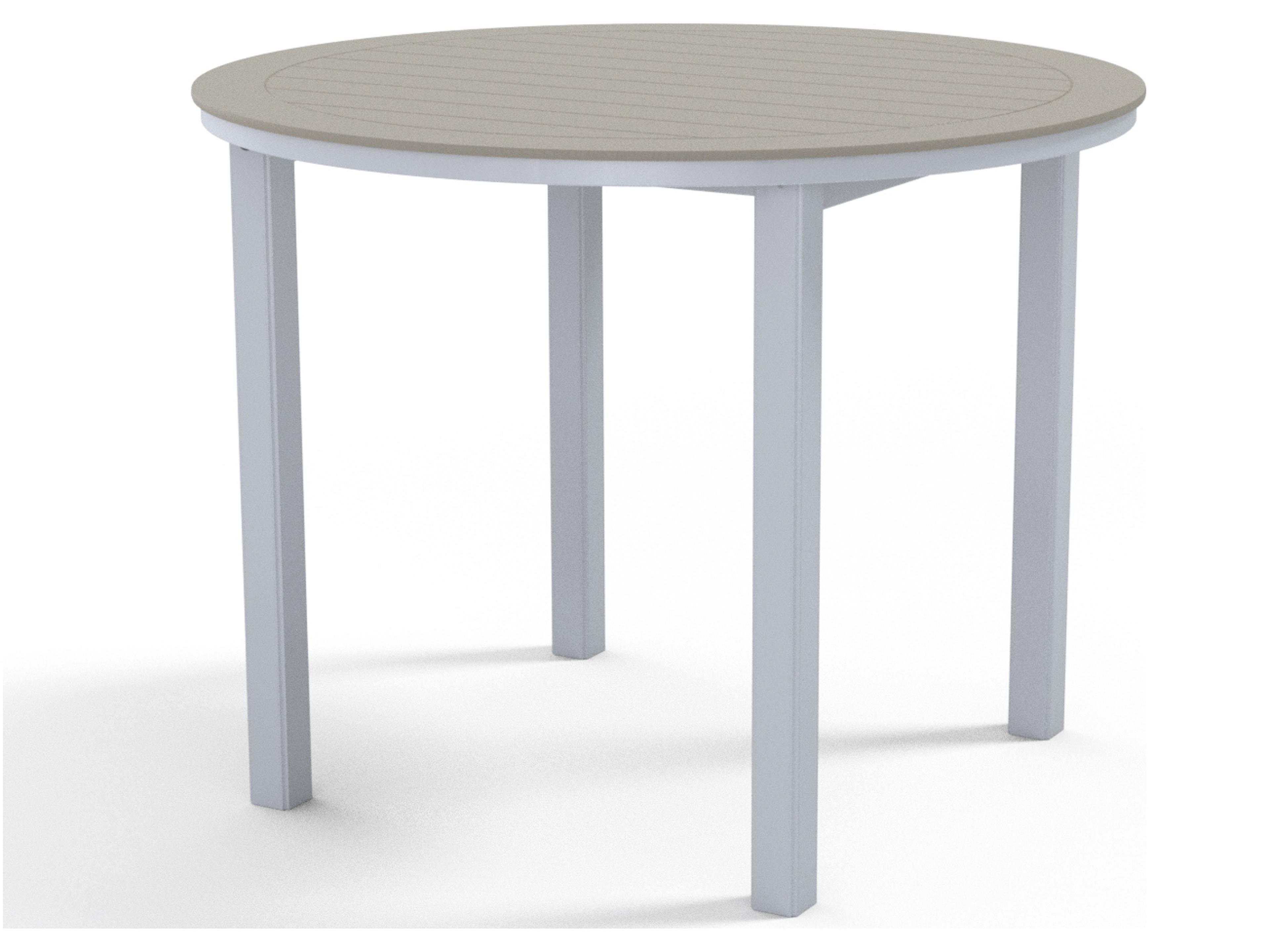 Telescope Casual Marine Grade Polymer Round Patio Bar Height Table with Umbrella Hole