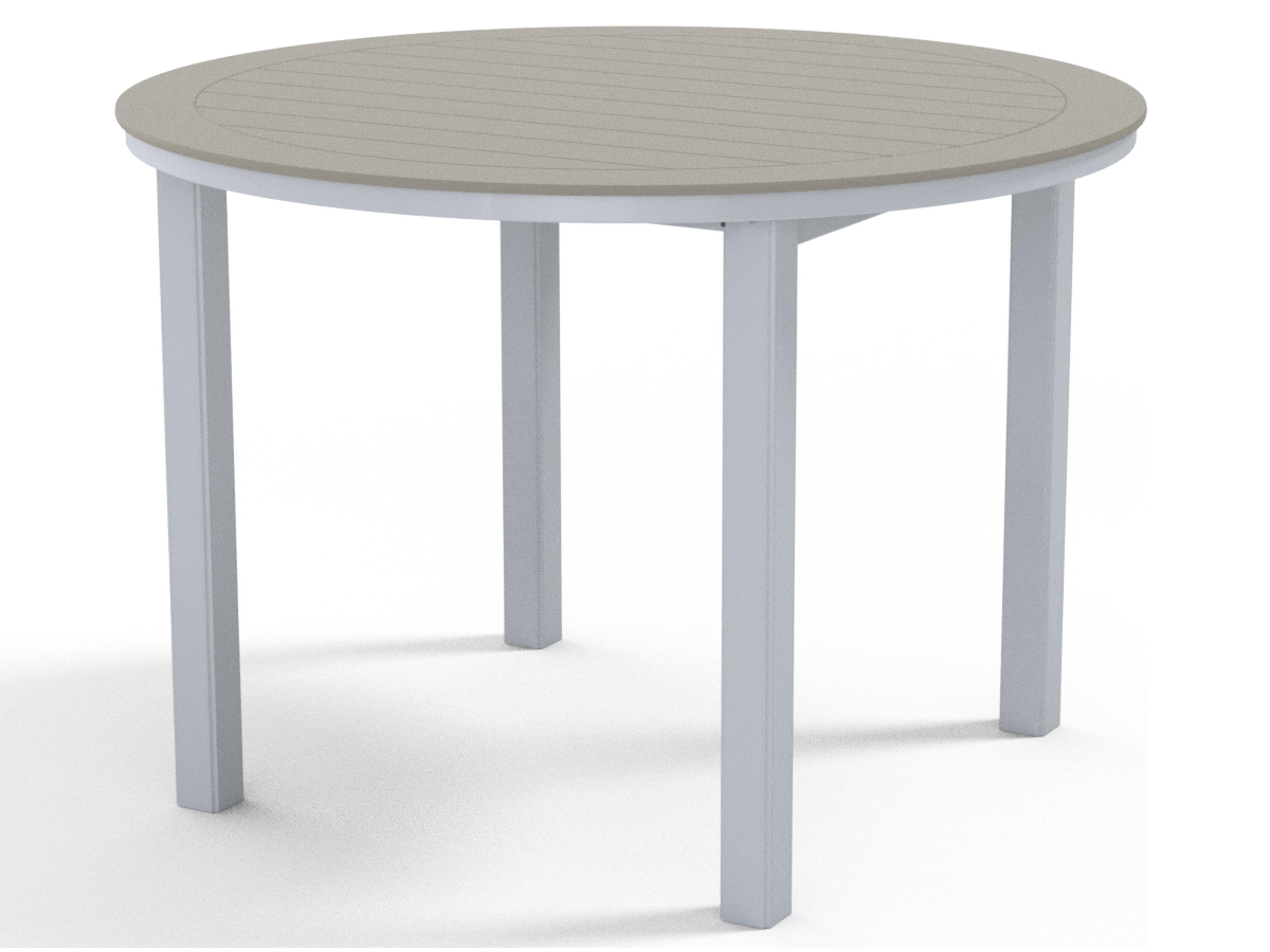 Telescope Casual Marine Grade Polymer Round Patio Counter Height Table with Umbrella Hole