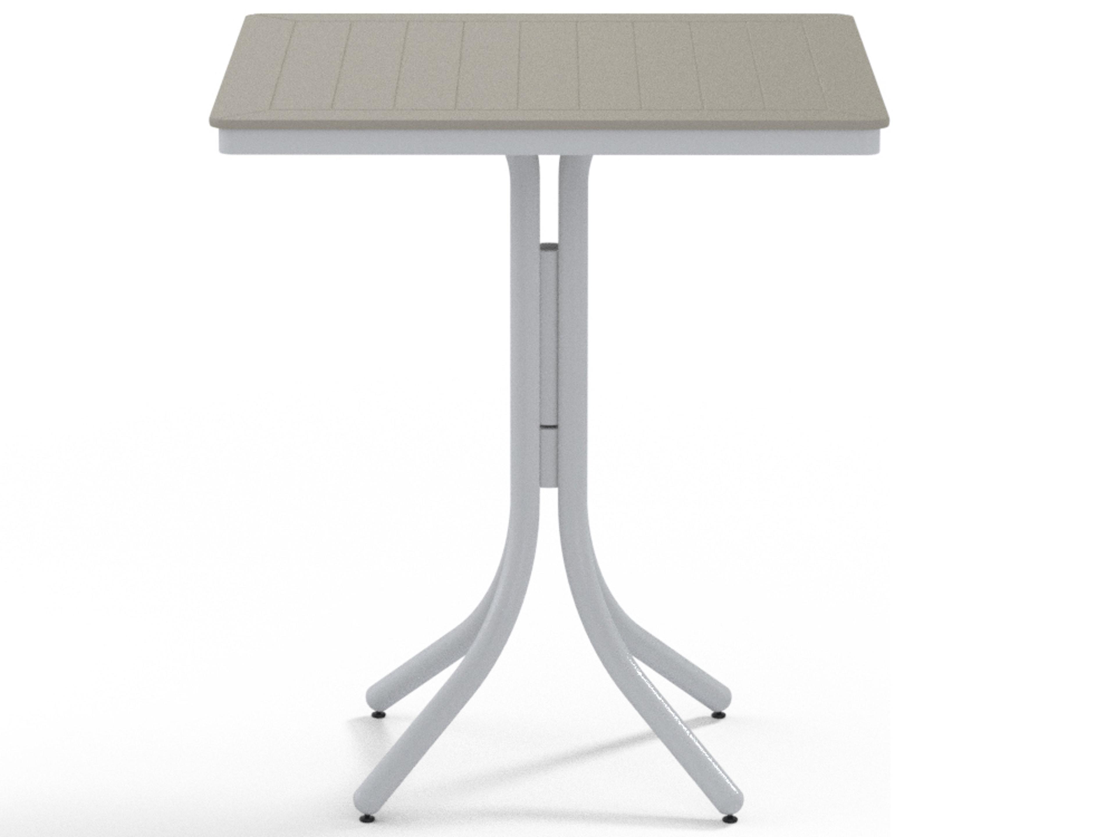 Telescope Casual Marine Grade Polymer Square Outdoor Patio Bar Height Table with Umbrella Hole