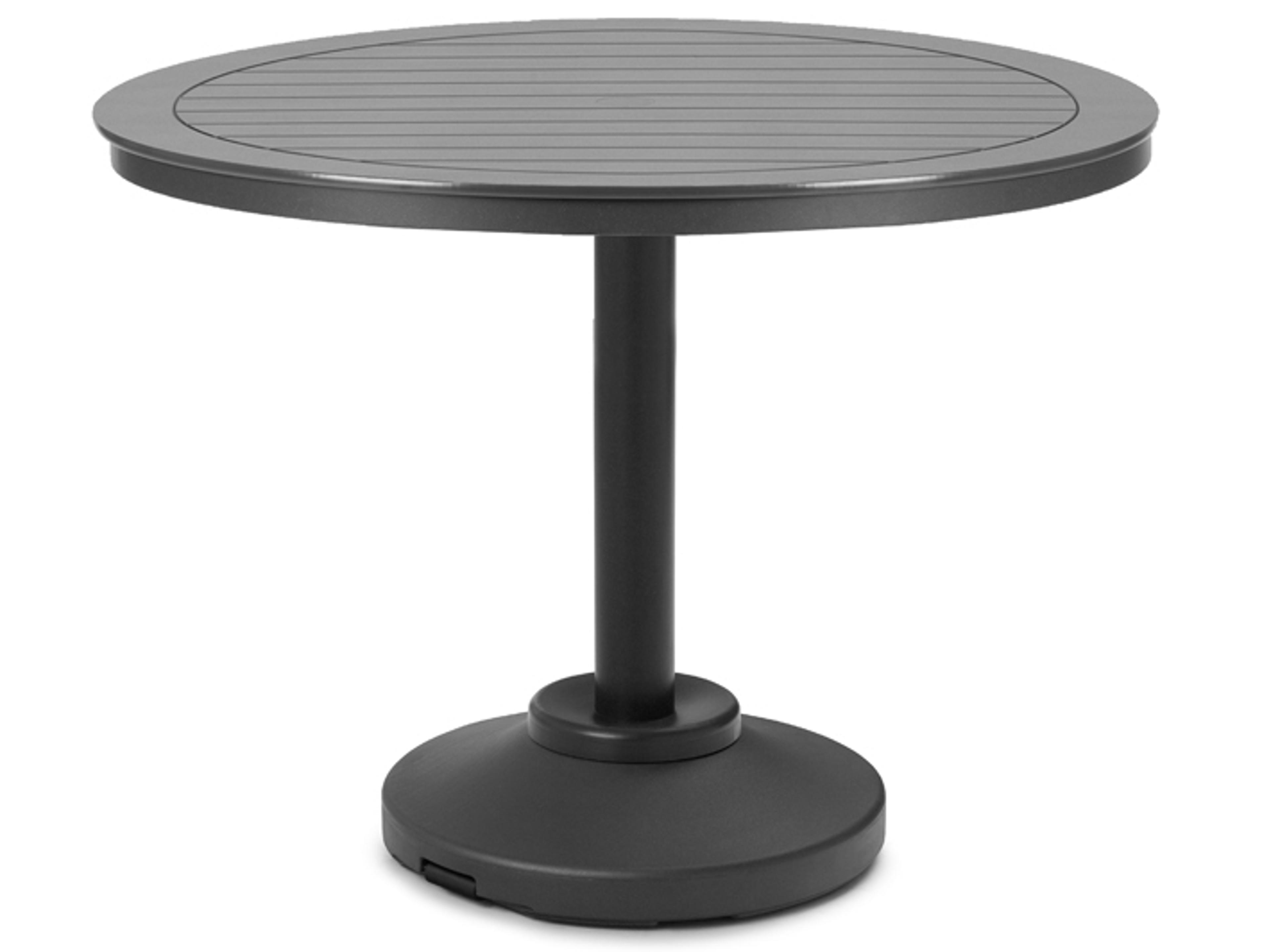 Telescope Casual Marine Grade Polymer Round Outdoor Counter Table with Umbrella Hole