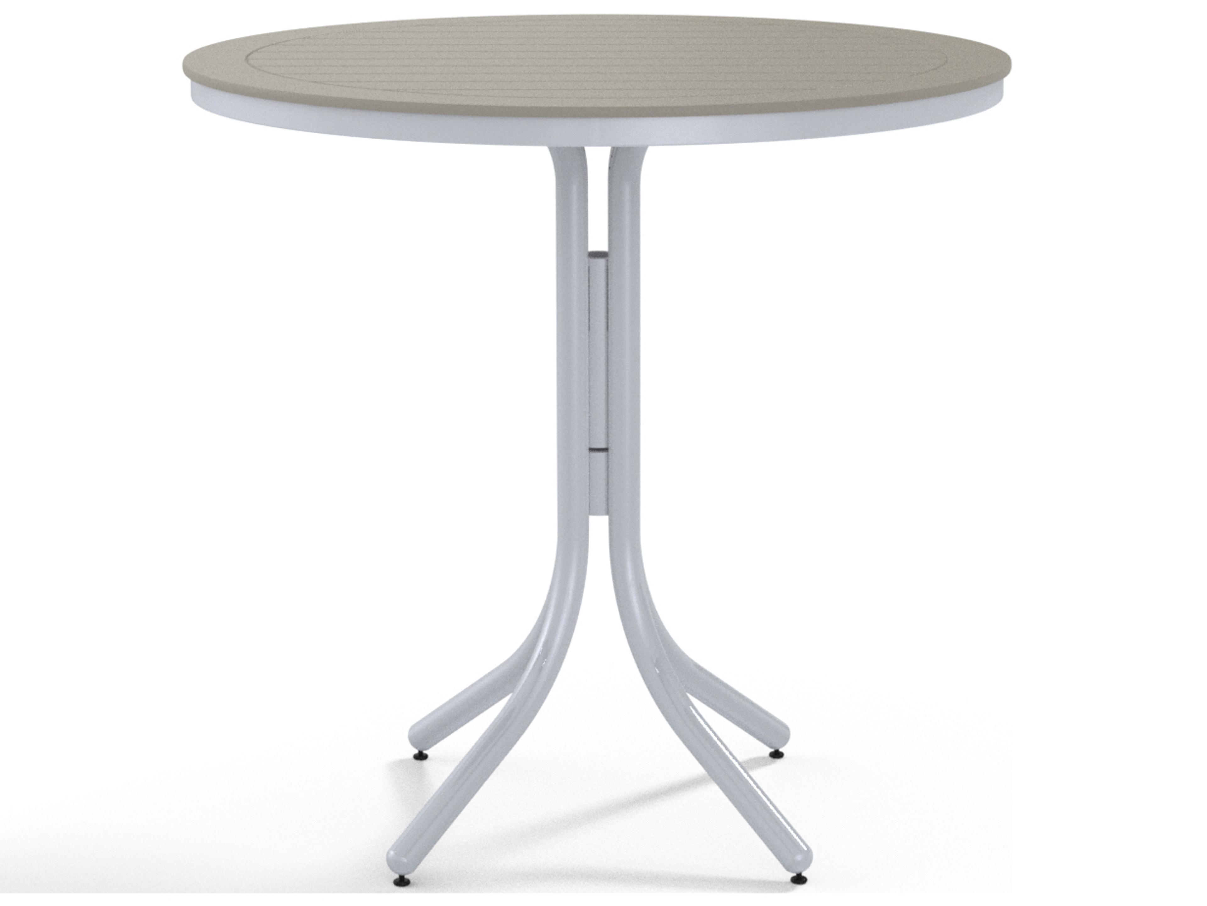 Telescope Casual Marine Grade Polymer Round Patio Bar Height Table with Umbrella Hole