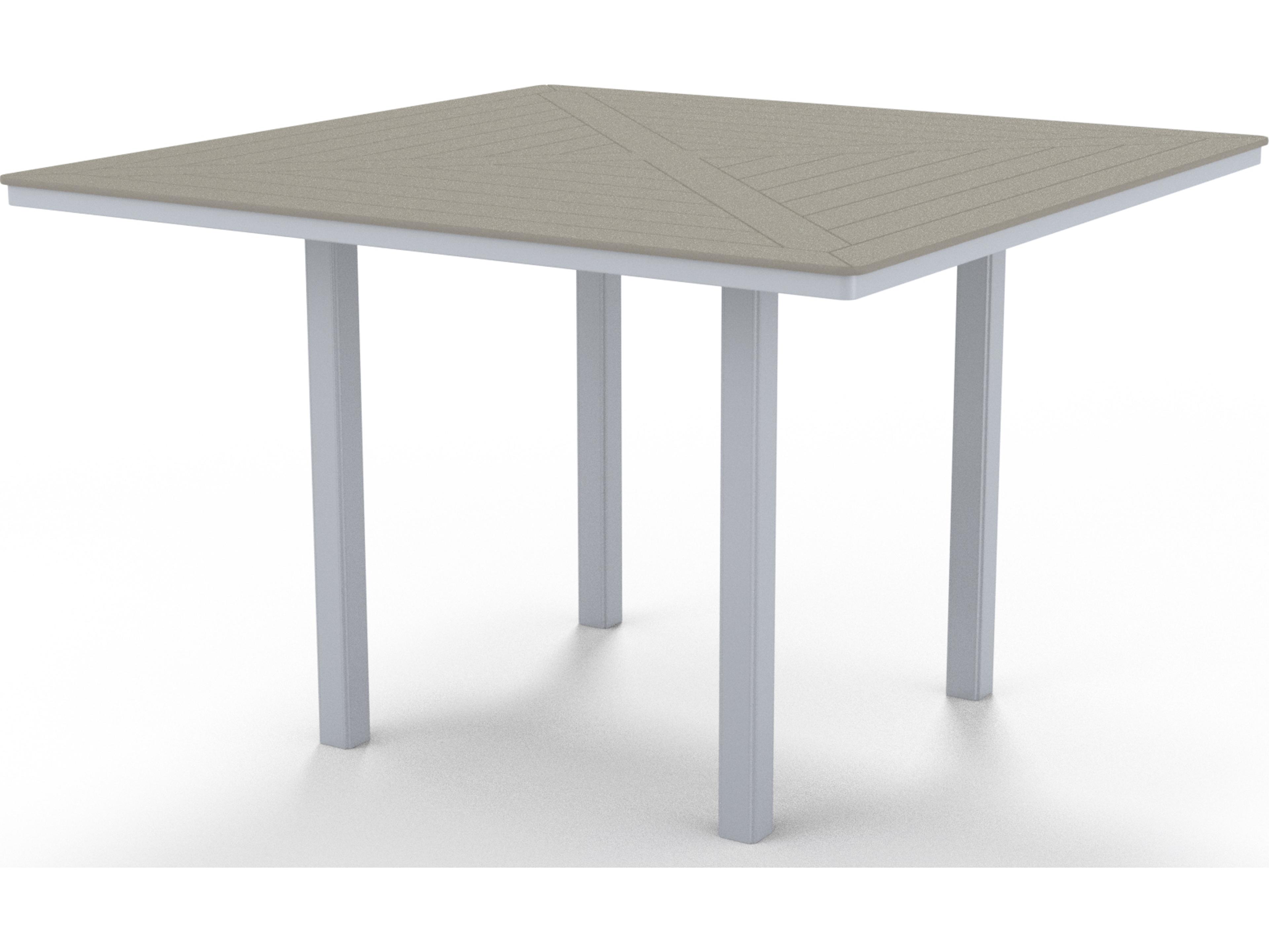 Telescope Casual Marine Grade Polymer Square Outdoor Patio Bar Height Table with Umbrella Hole