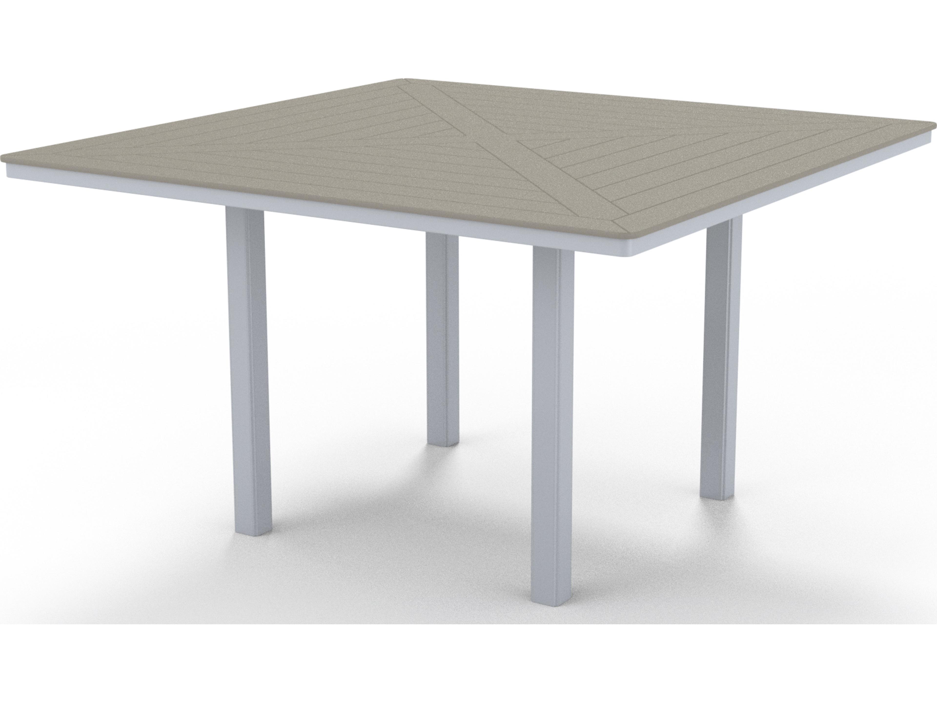 Telescope Casual Marine Grade Polymer Square Outdoor Patio Counter Height Table with Umbrella Hole