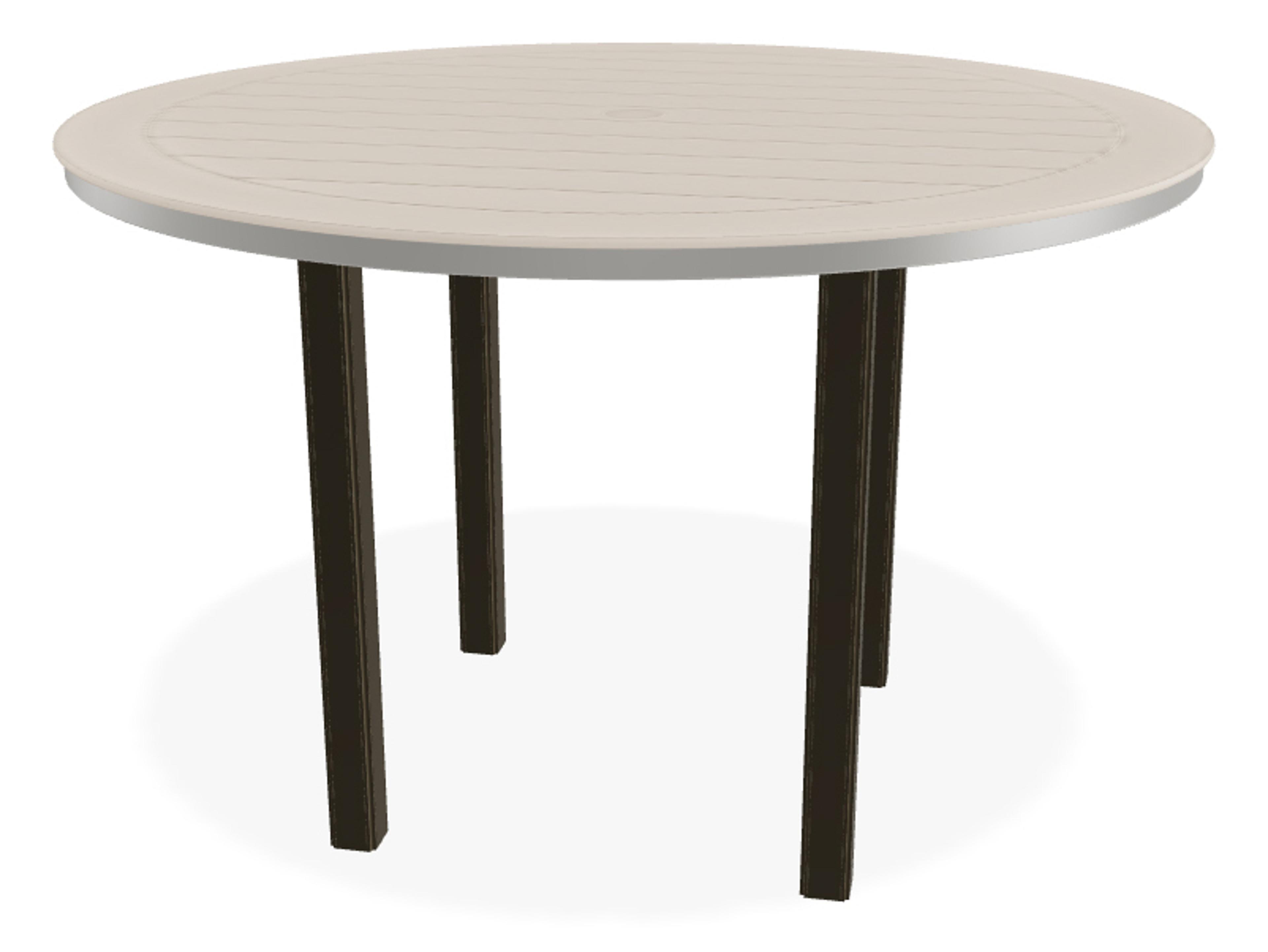 Telescope Casual Marine Grade Polymer Round Outdoor Bar Height Table with Umbrella Hole