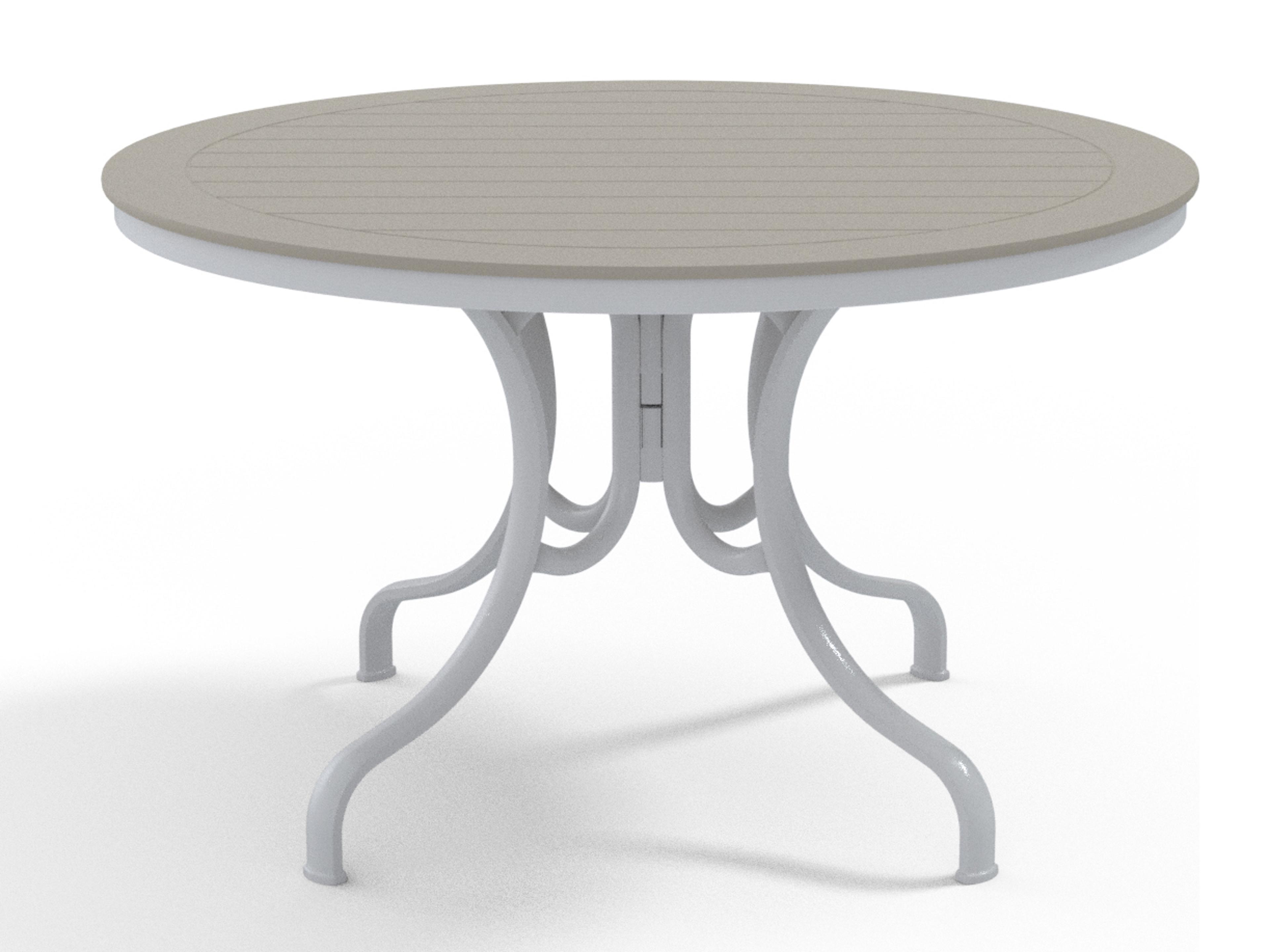 Telescope Casual Marine Grade Polymer Round Deluxe Patio Dining Table with Umbrella Hole