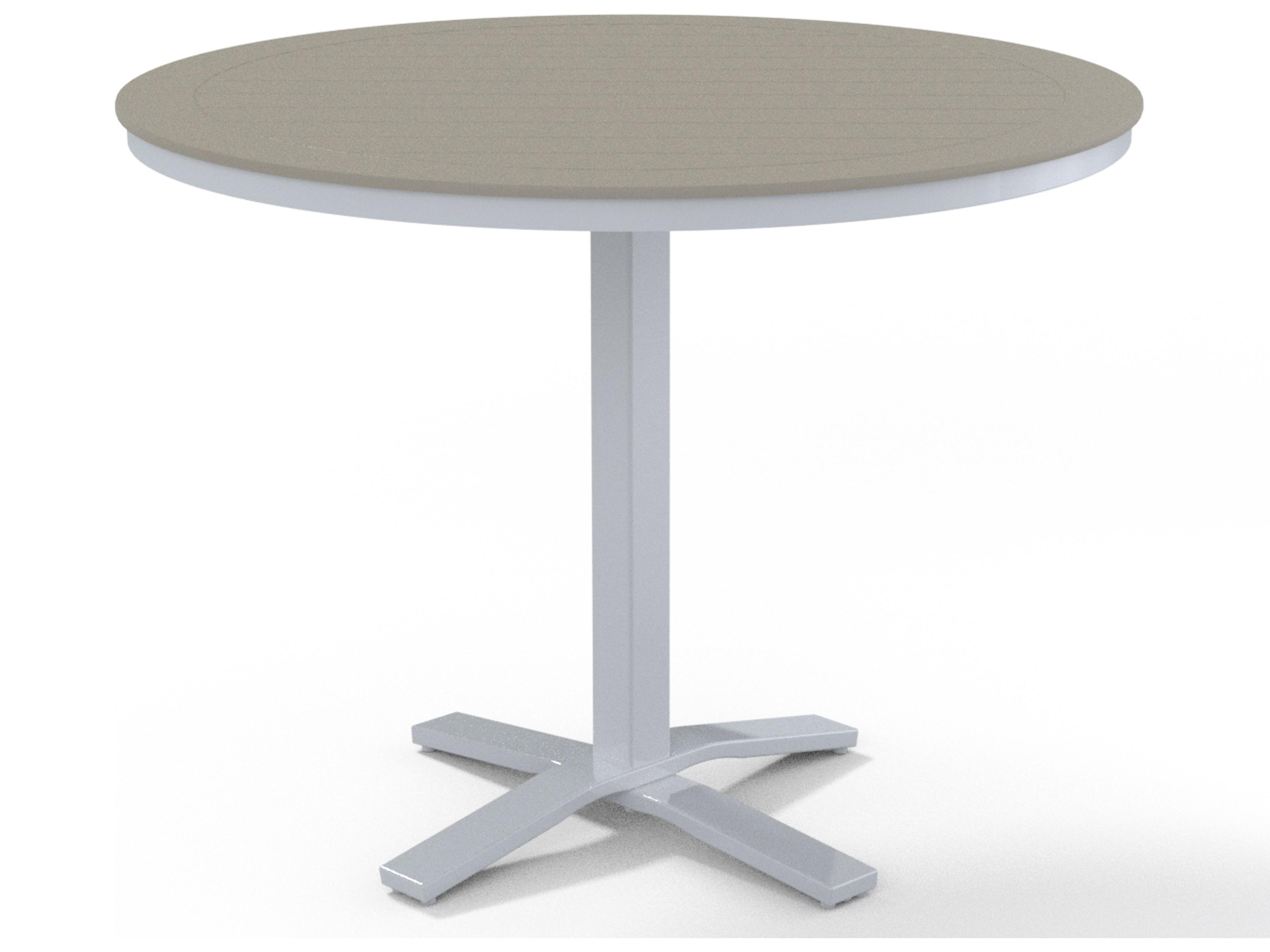 Telescope Casual Marine Grade Polymer Round Pedestal Outdoor Patio Counter Height Table with Umbrella Hole