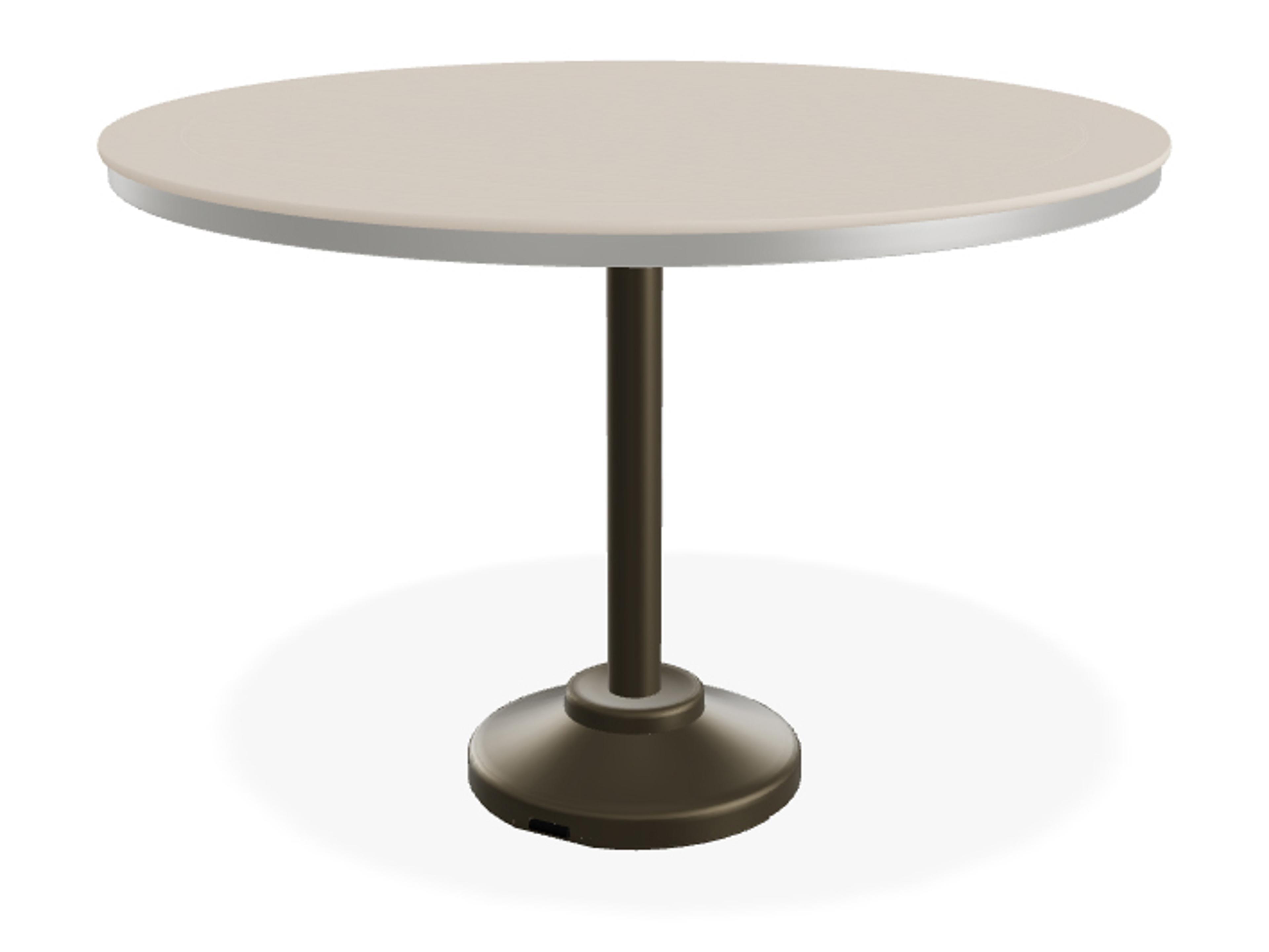 Telescope Casual Marine Grade Polymer Round Patio Counter Height Table with Umbrella Hole