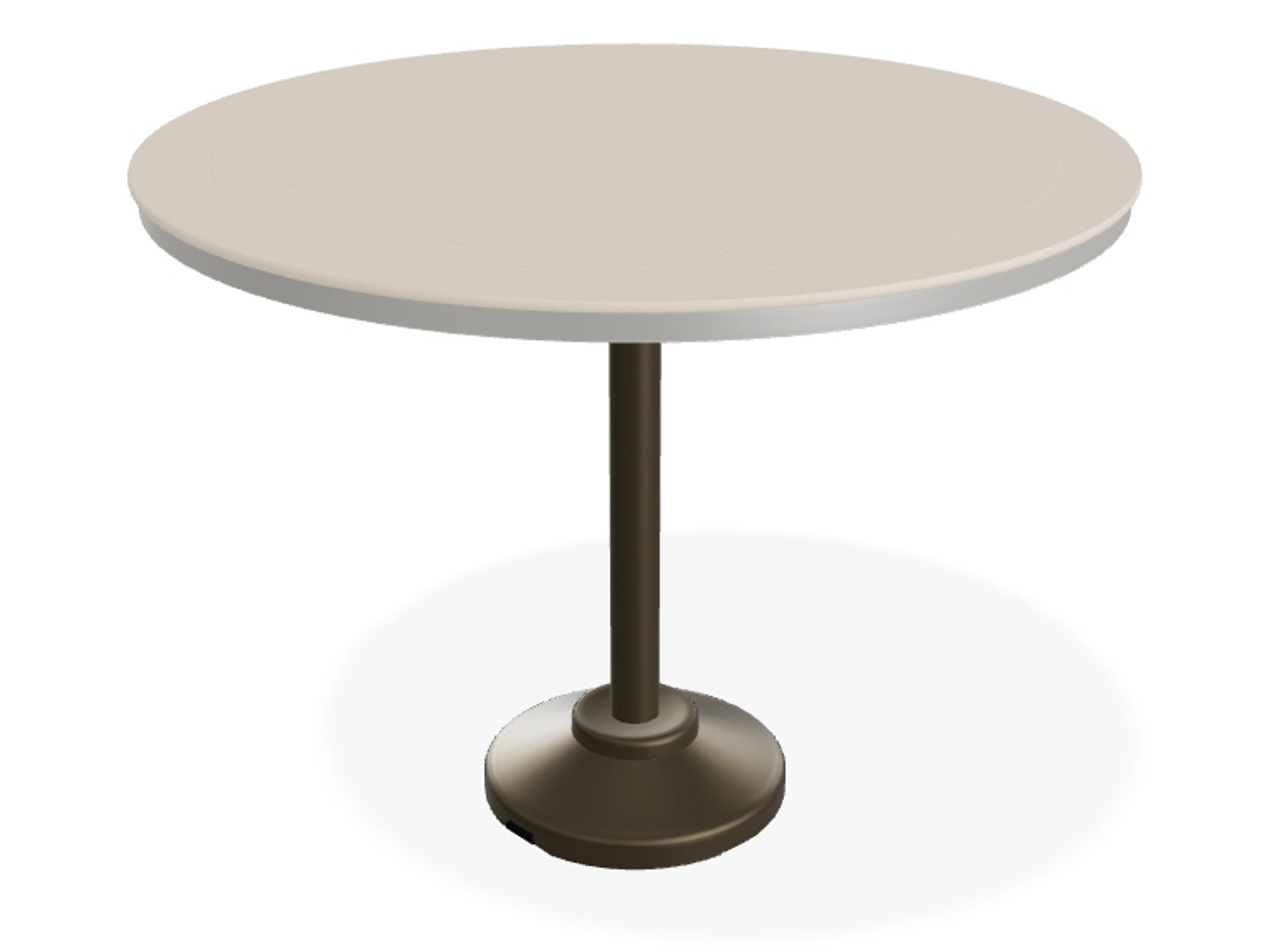 Telescope Casual Marine Grade Polymer Round Patio Bar Height Table with Umbrella Hole