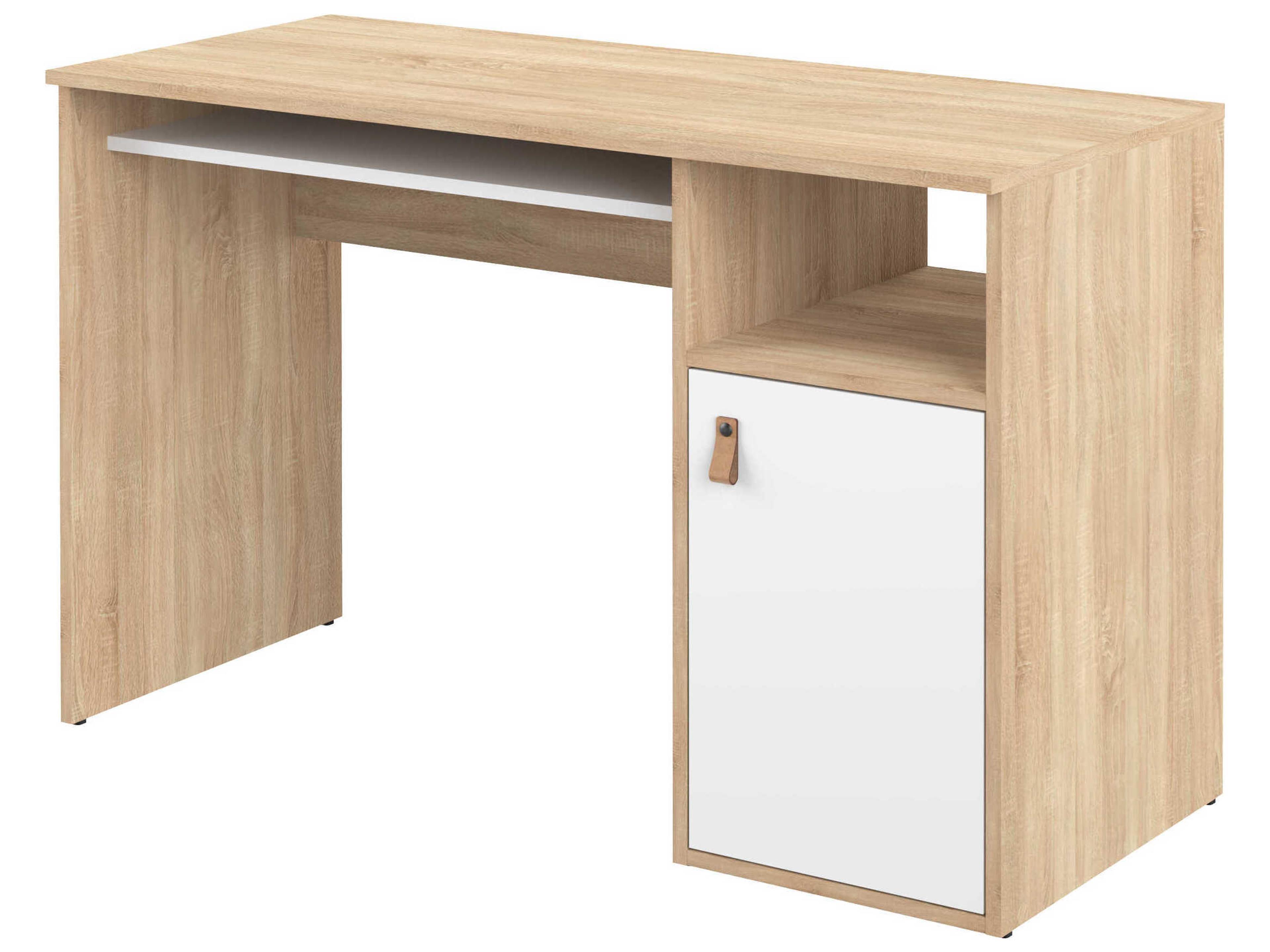 TemaHome Oxford Melamine Natural Oak White Wood Computer Desk