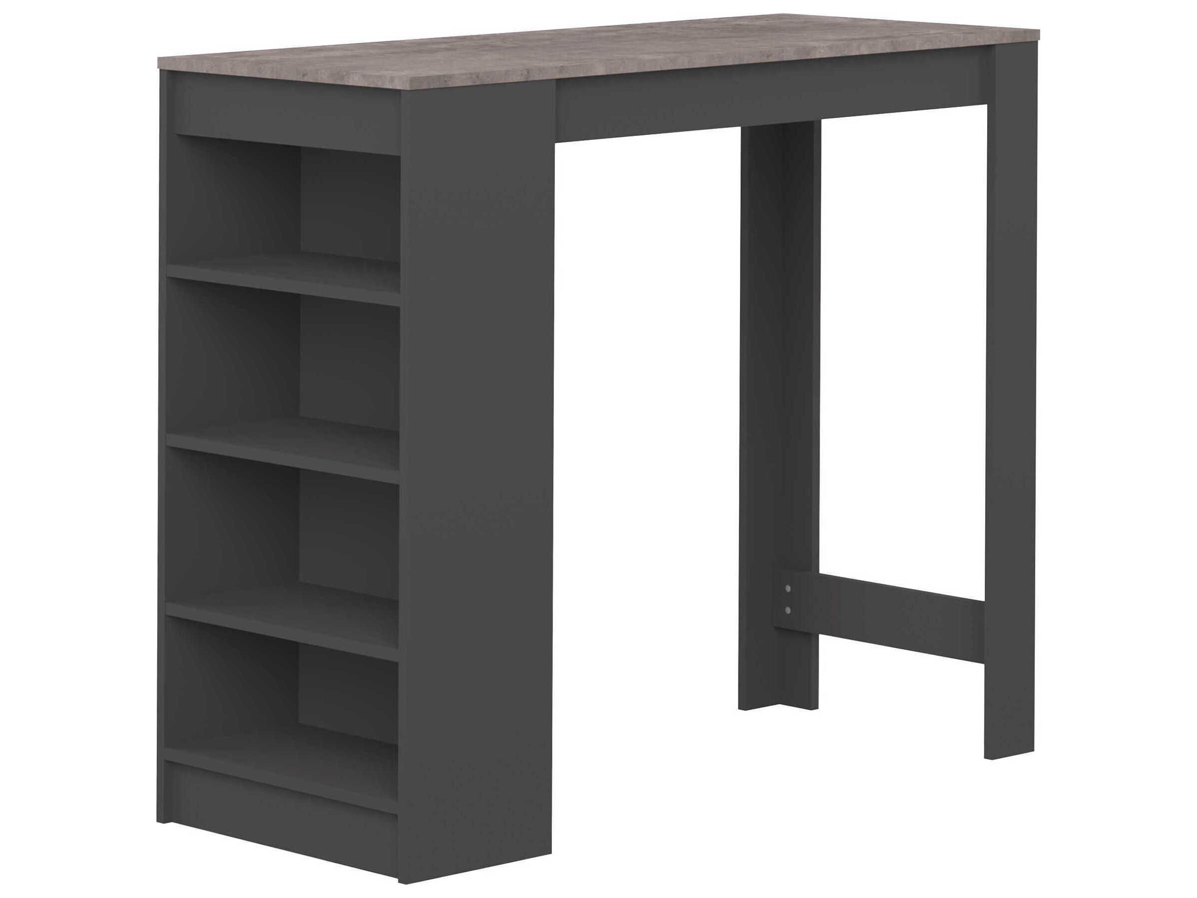 TemaHome Aravis Melamine Black Concrete Look Rectangular Bar Table