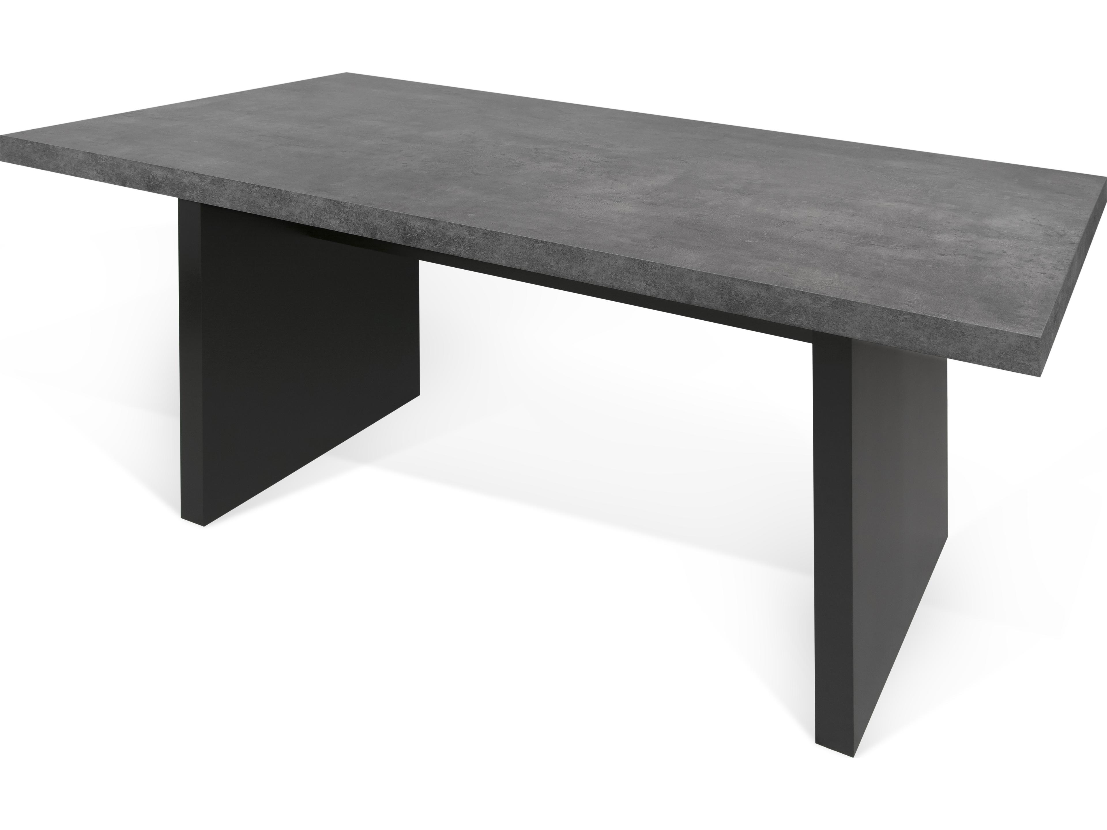 TemaHome Detroit Rectangular Faux Stone Concrete And Pure Black Dining Table