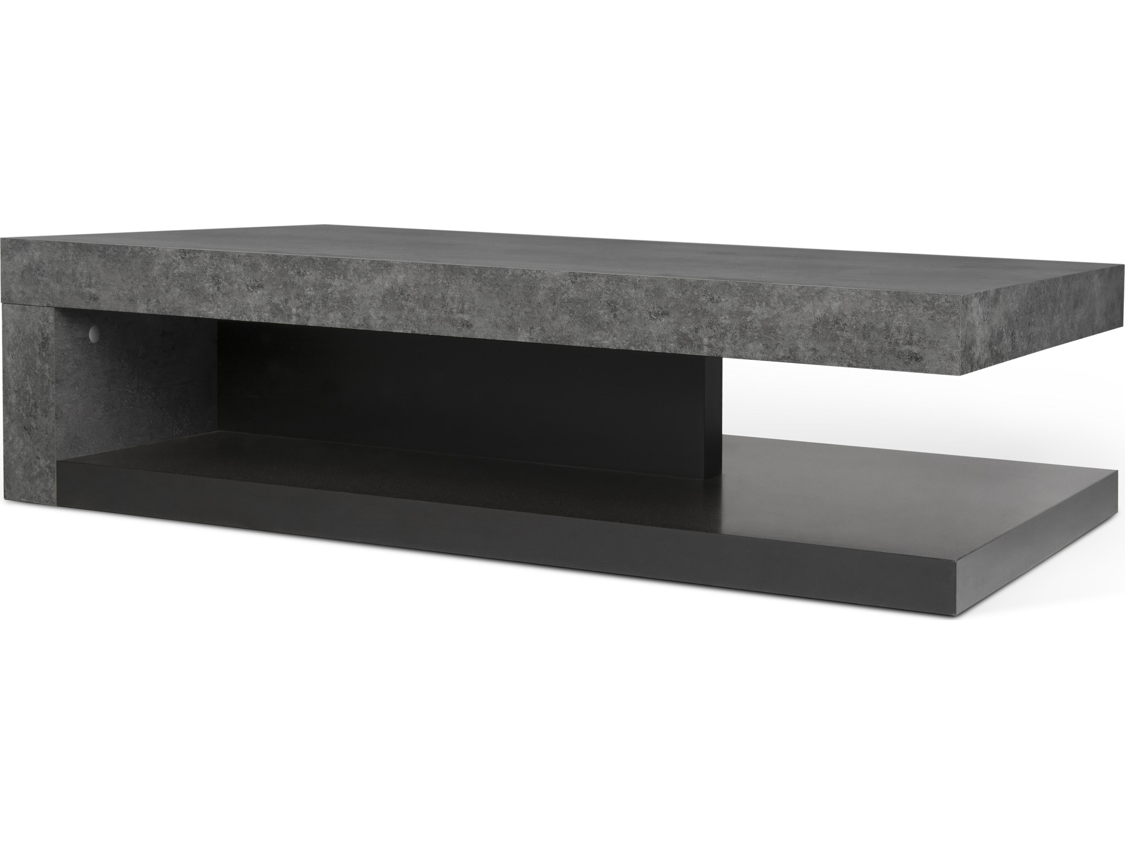 TemaHome Detroit Rectangular Concrete And Pure Black Coffee Table