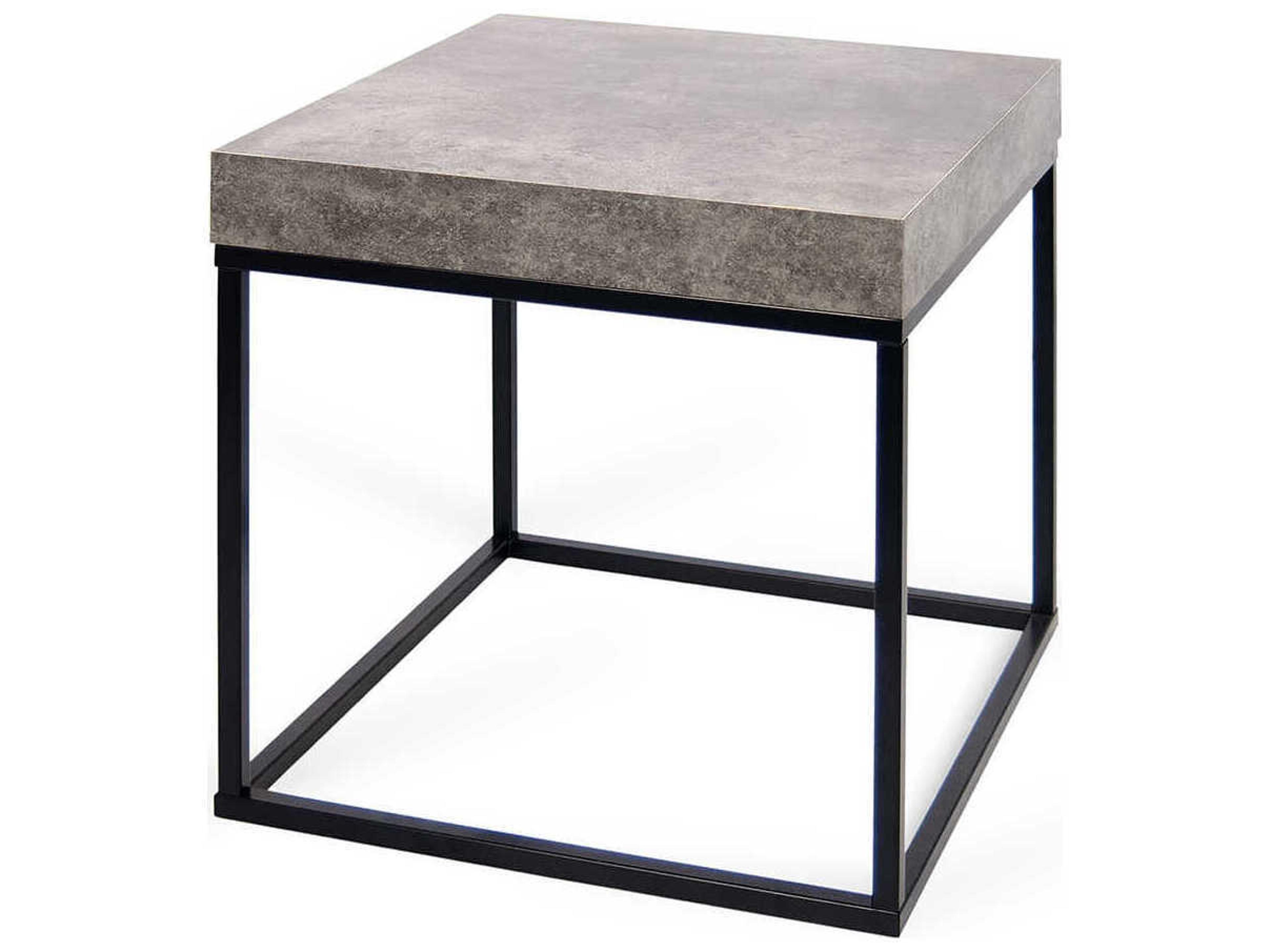 TemaHome Petra Square Concrete Look & Black End Table