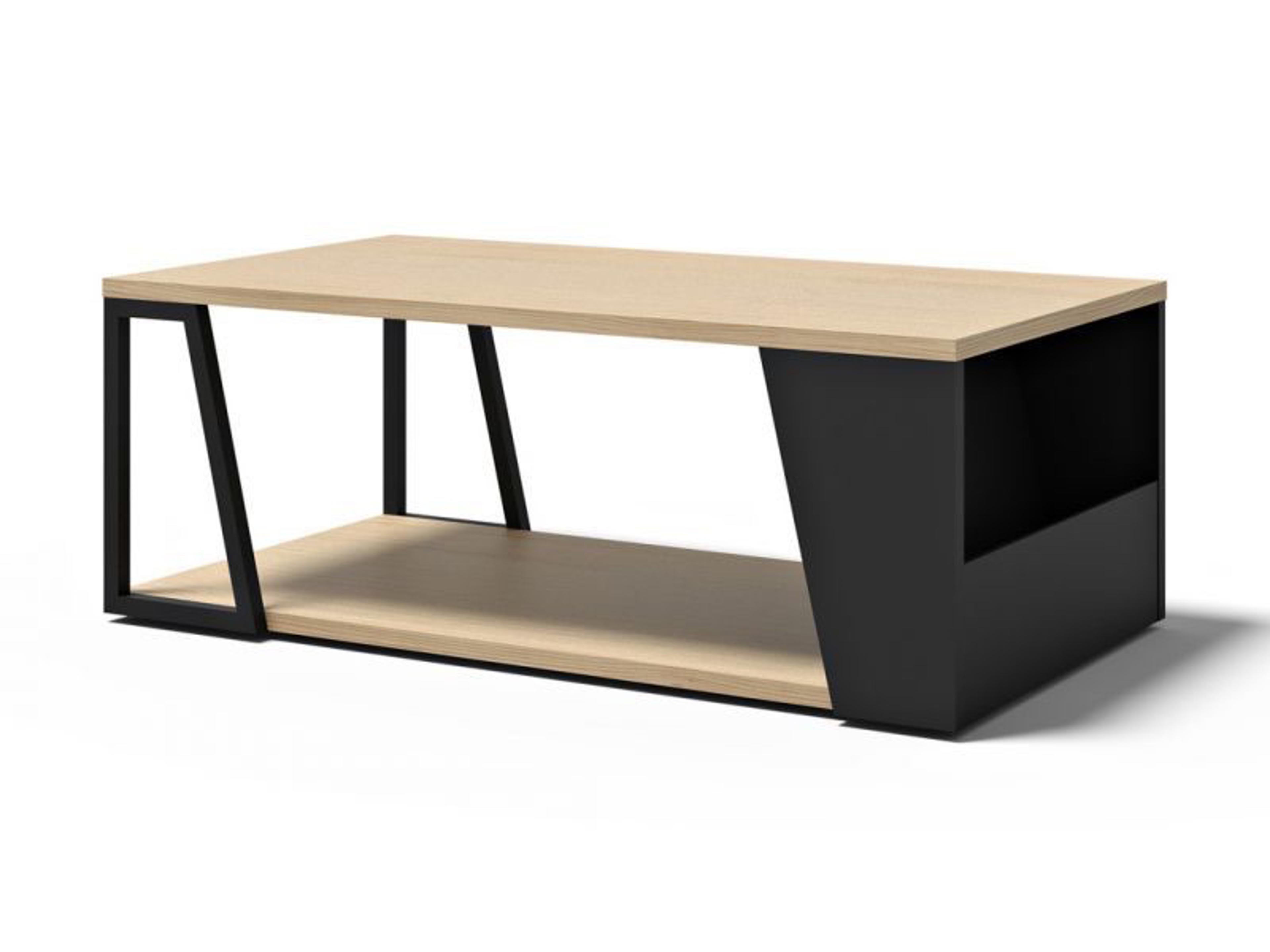 TemaHome Albi Rectangular Wood Light Oak Black Coffee Table