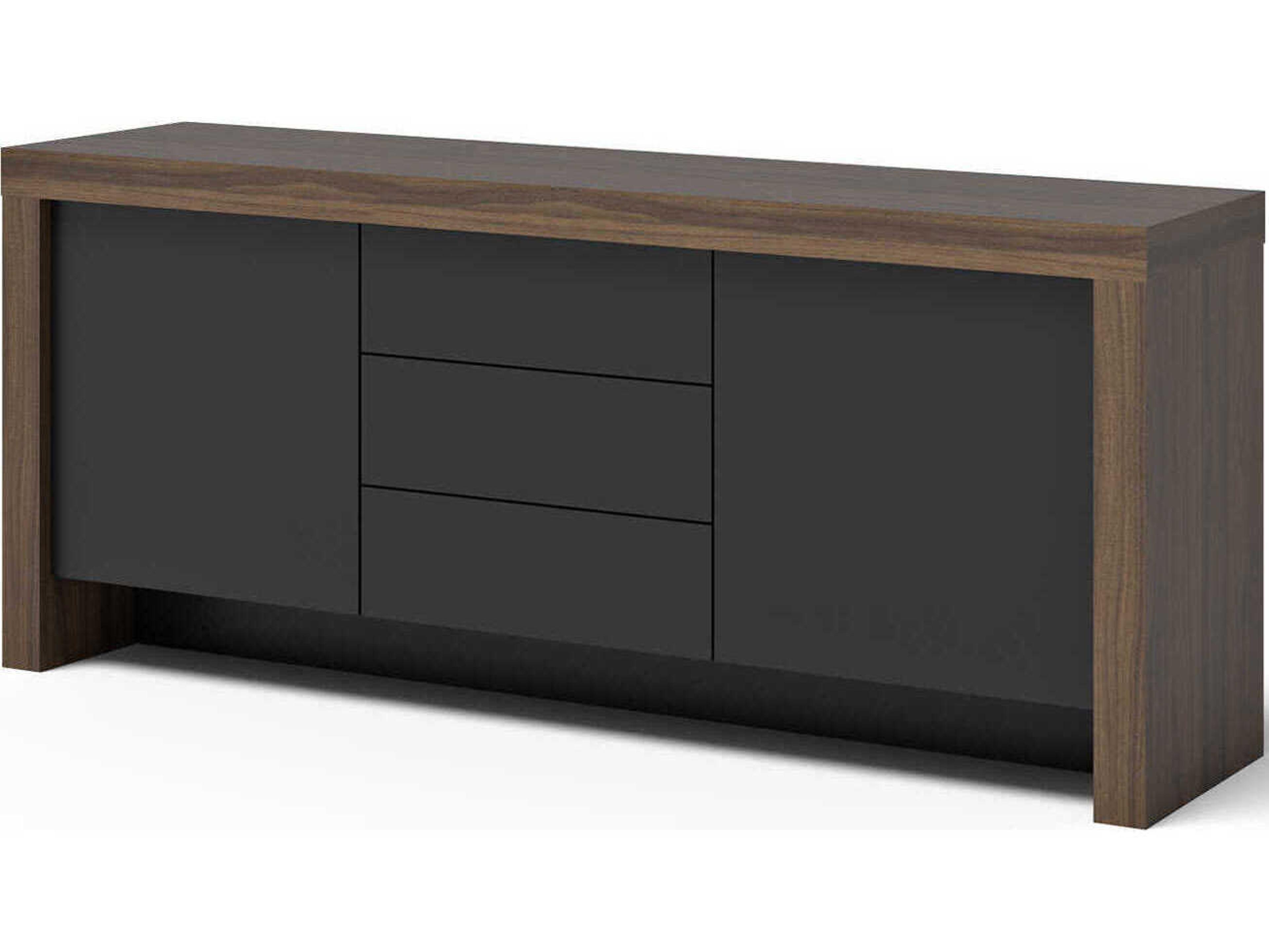 TemaHome Kobe 74" Melamine Walnut & Pure Black Sideboard