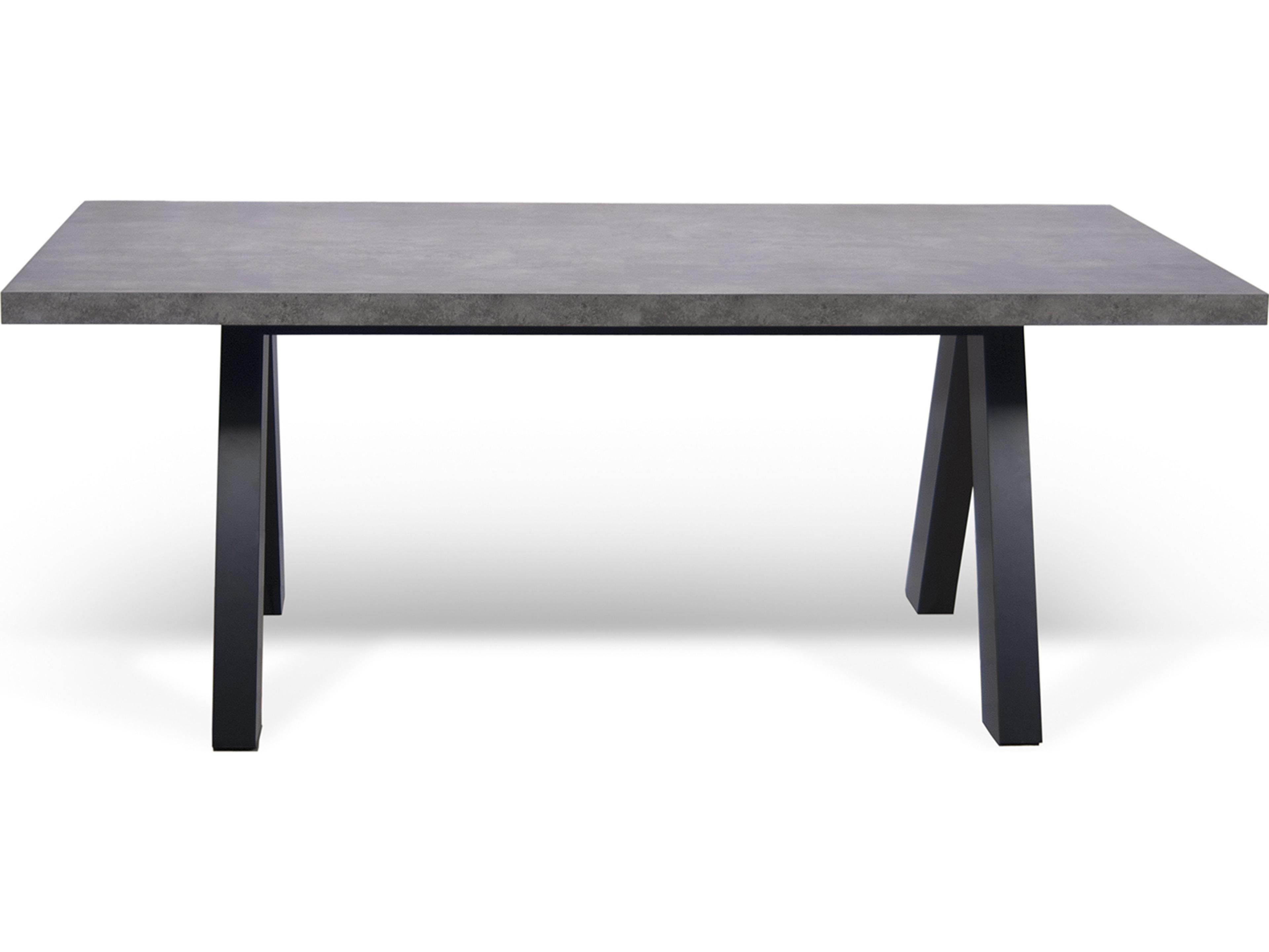 TemaHome Apex Rectangular Faux Stone Concrete Look Pure Black Dining Table