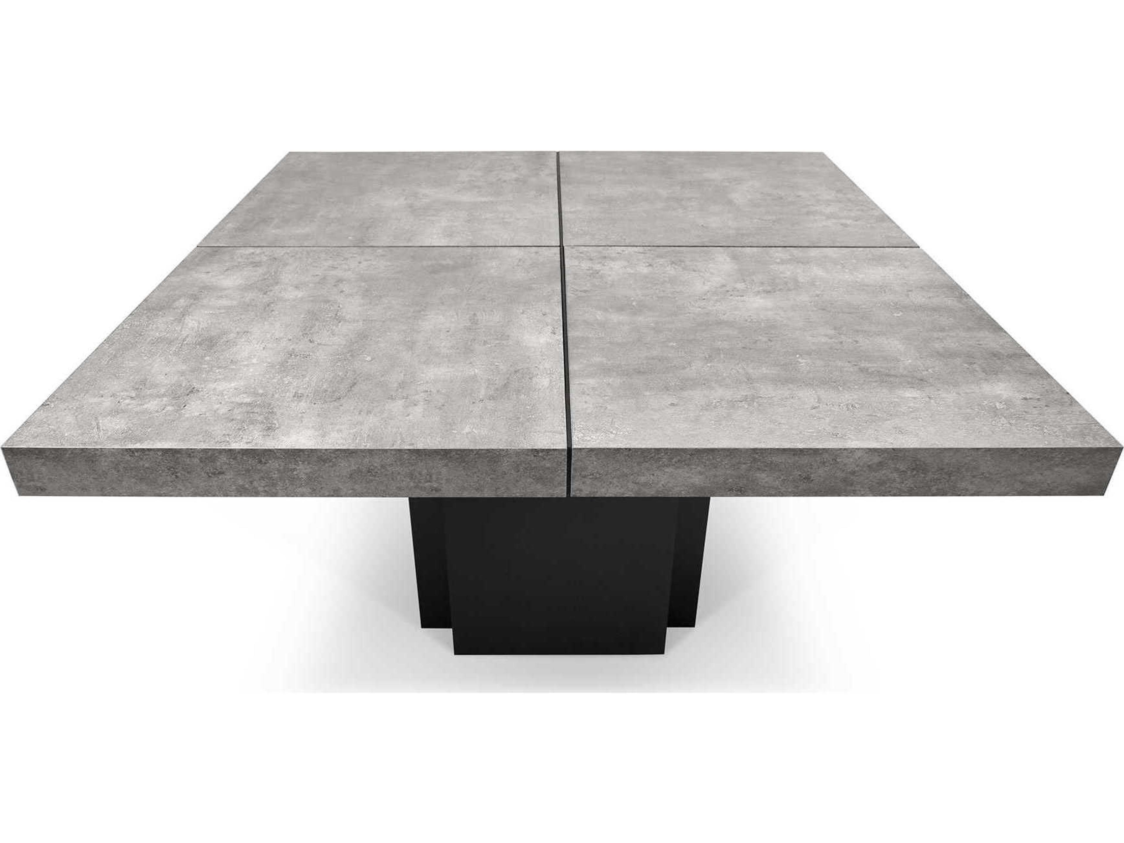 TemaHome Dusk Square Wood Concrete Look Pure Black Dining Table