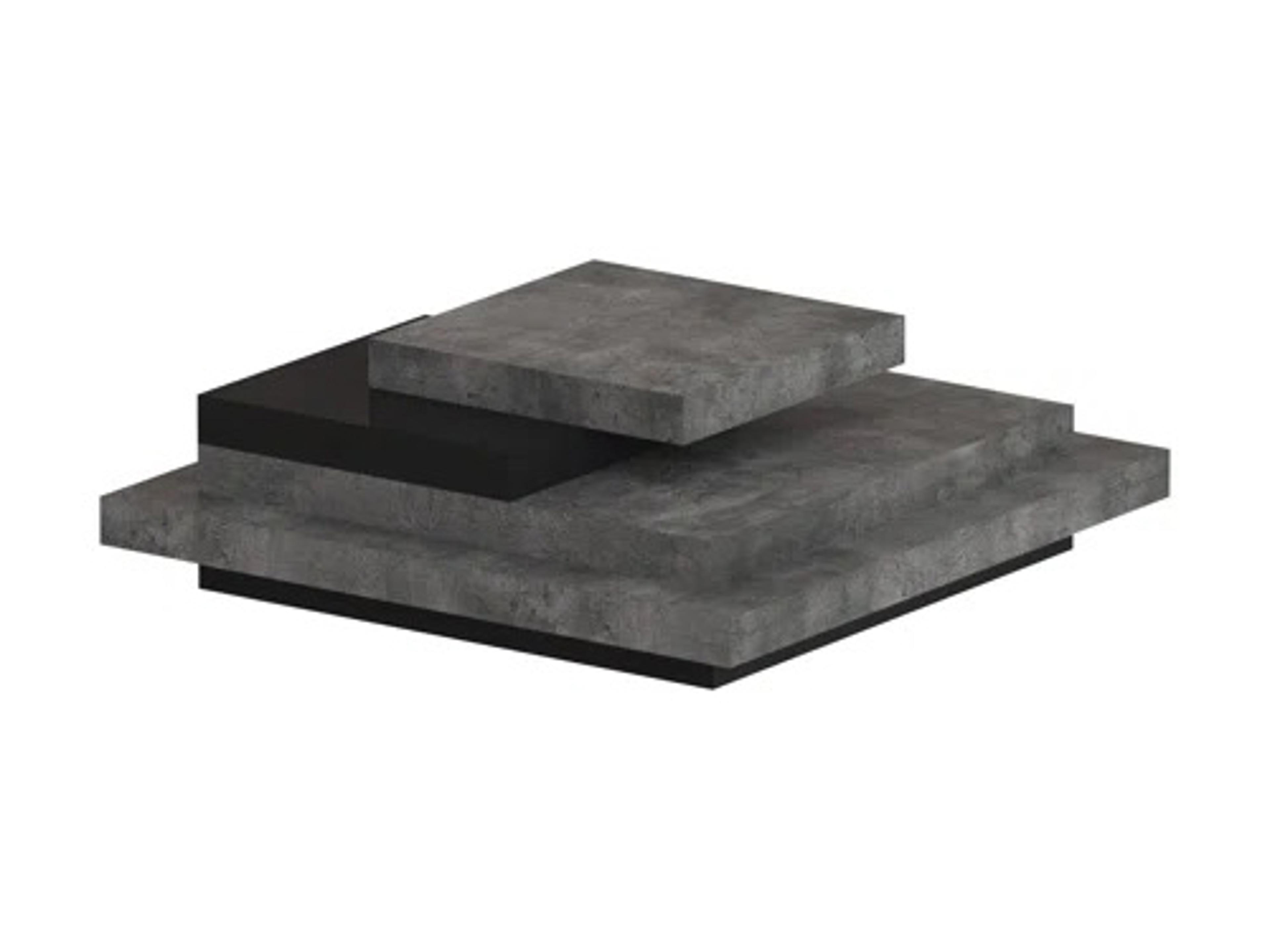 TemaHome Slate Square Wood Concrete Look Pure Black Coffee Table