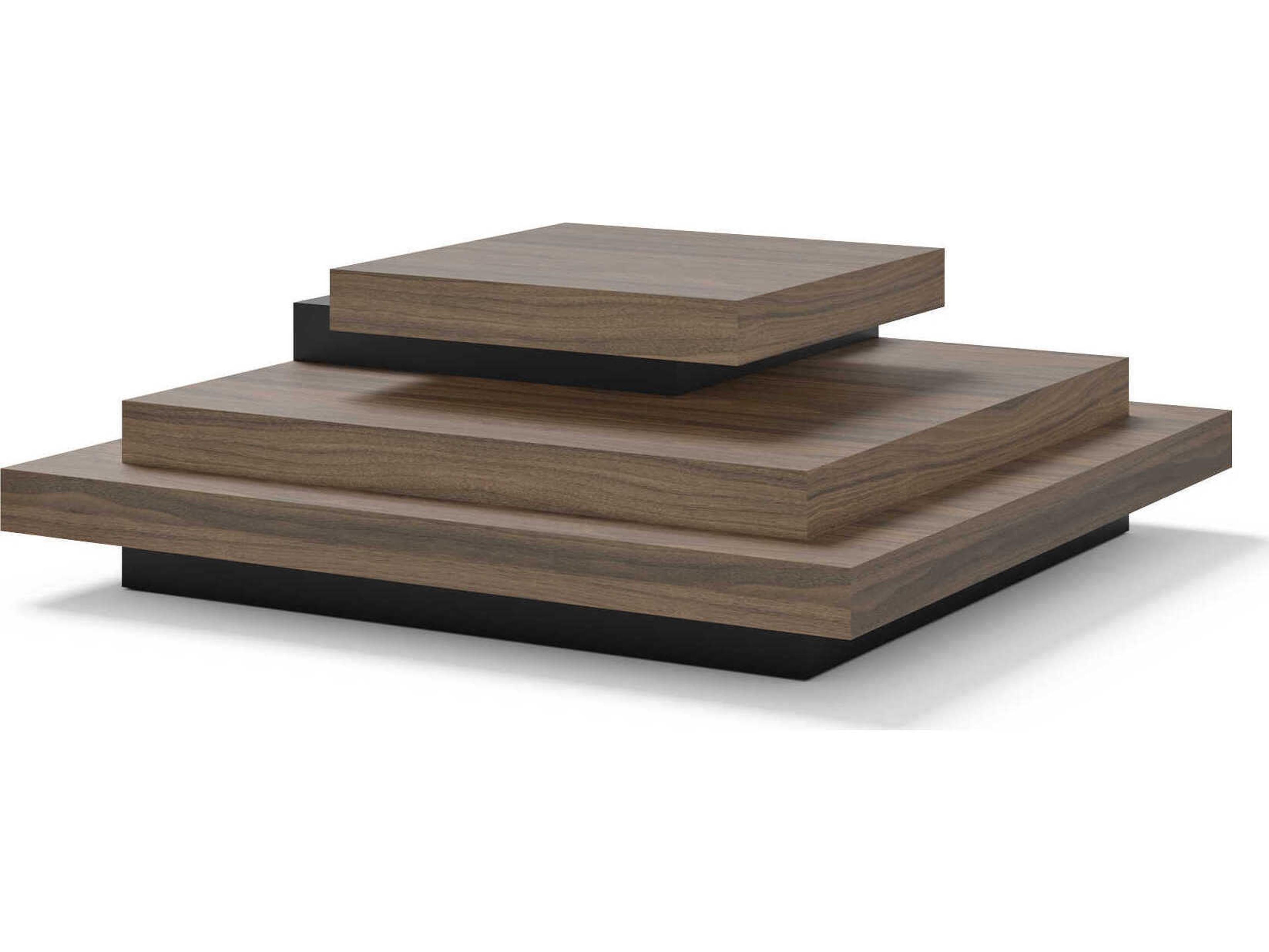 TemaHome Slate Square Wood Melamine Walnut & Pure Black Coffee Table
