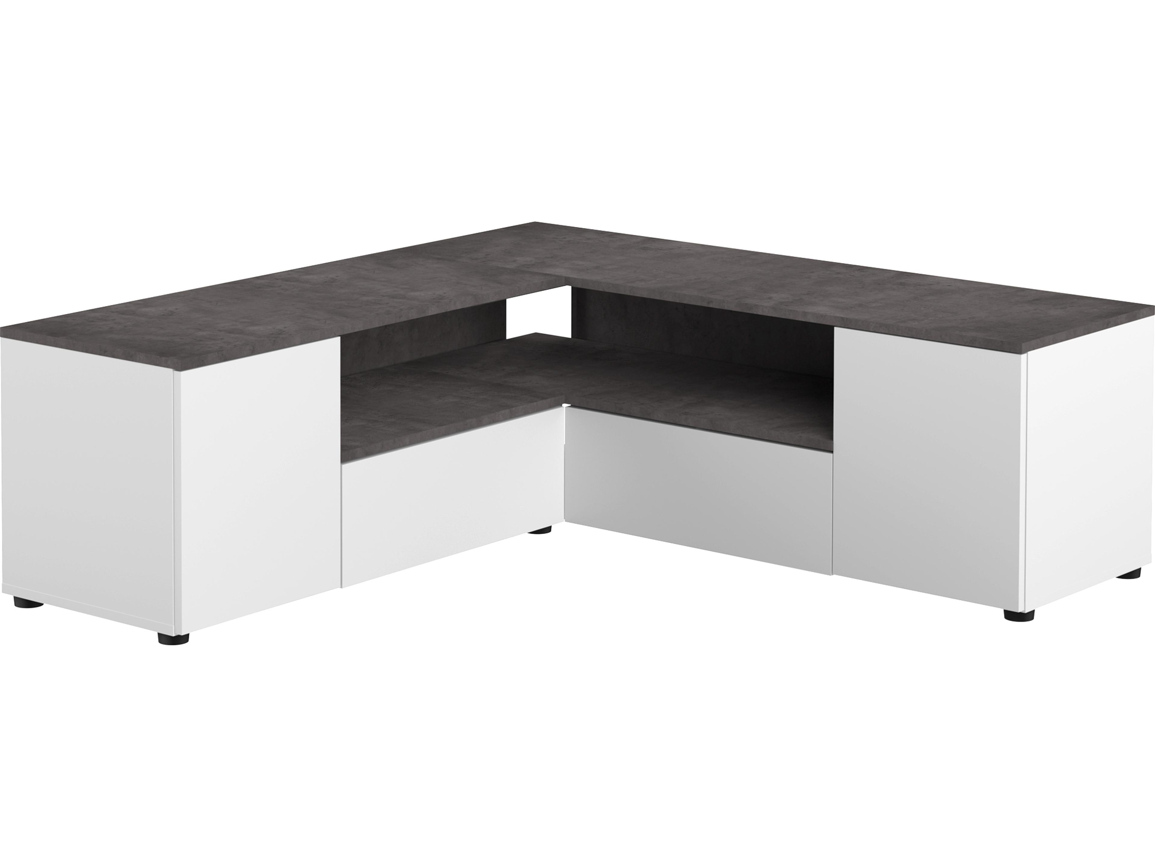 TemaHome Angle 51" White Concrete Look Media Console